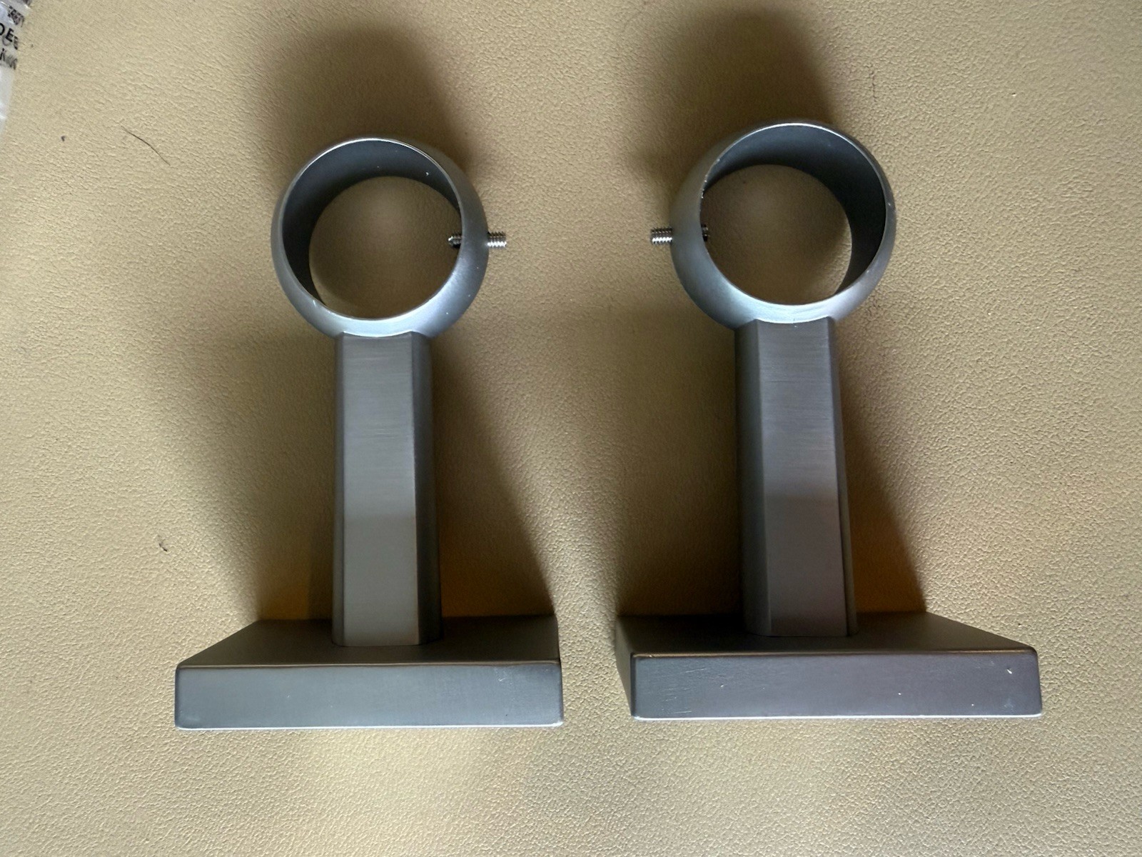 Set of (2) Pottery Barn Pewter Curtain Rod Closed Brackets 1.25″- NEW