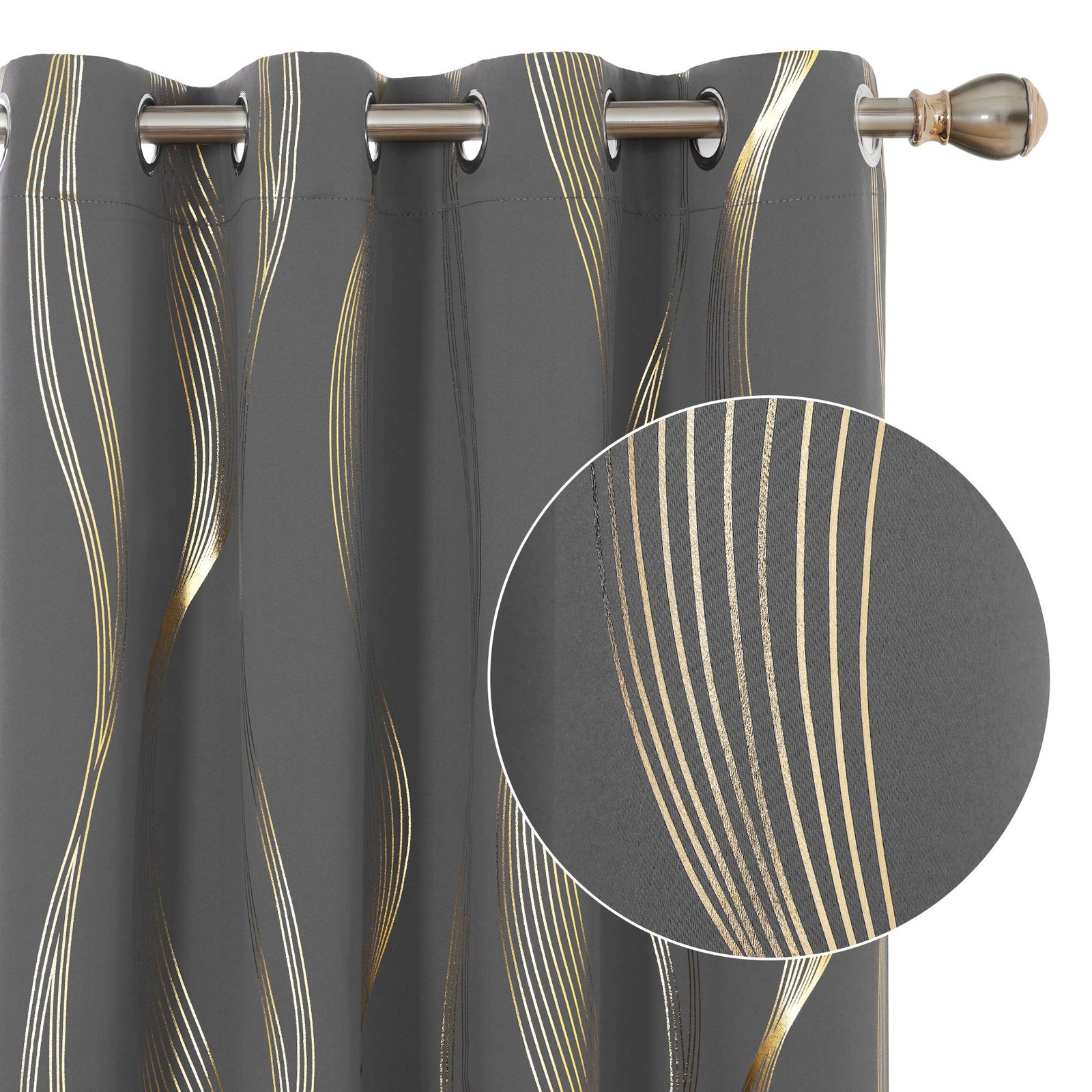 Deconovo Dark Grey Blackout Curtains 2 Panel Set For Bedroom Thermal Insulated