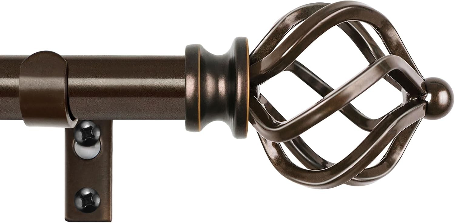 Bronze Curtain Rod 32 to 58 Inch(2.6-4.8ft), Adjustable Curtain Rods for Windows