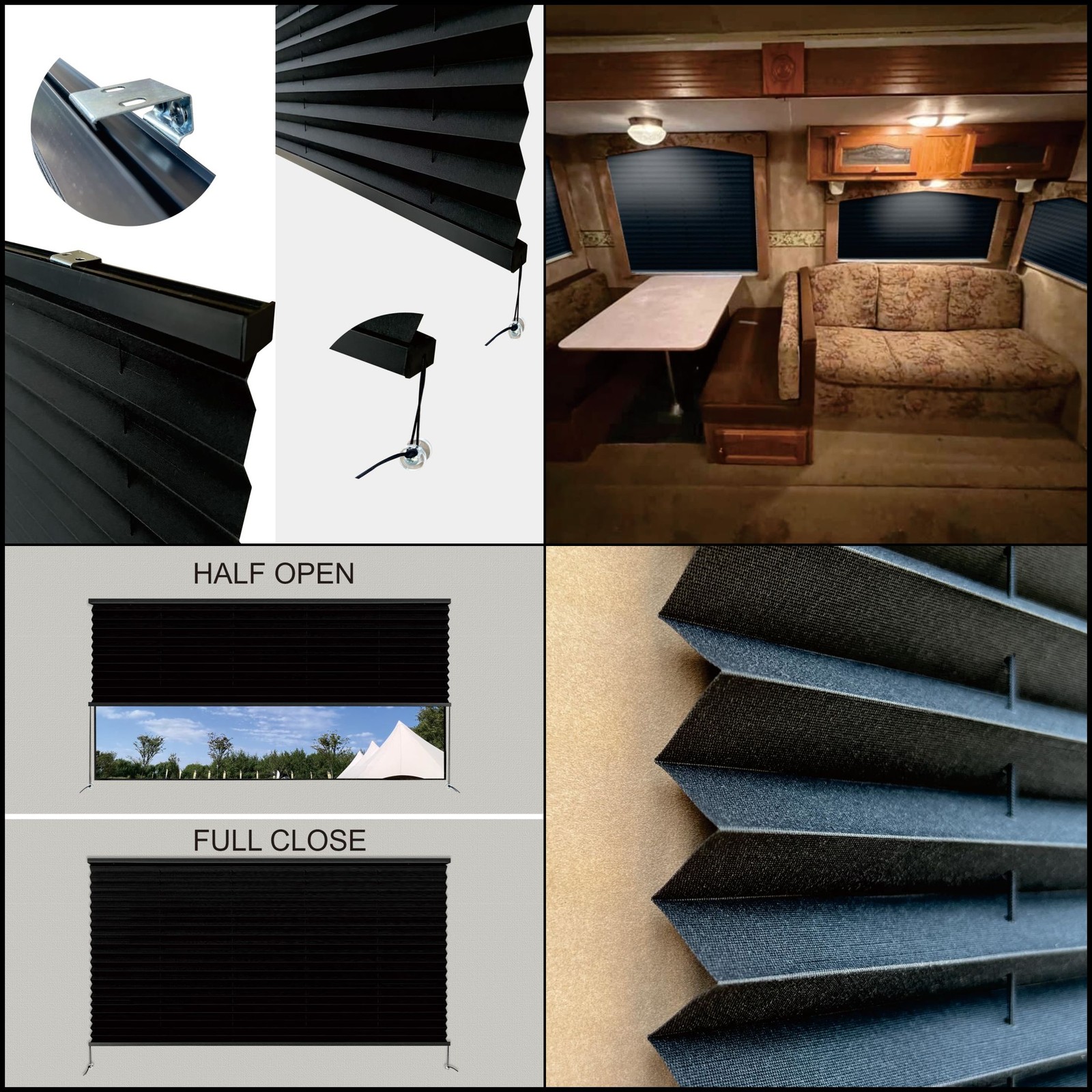 SHADEPLUS RV Pleated Blinds 32×24 Blackout Window Shades Camper Motorhome