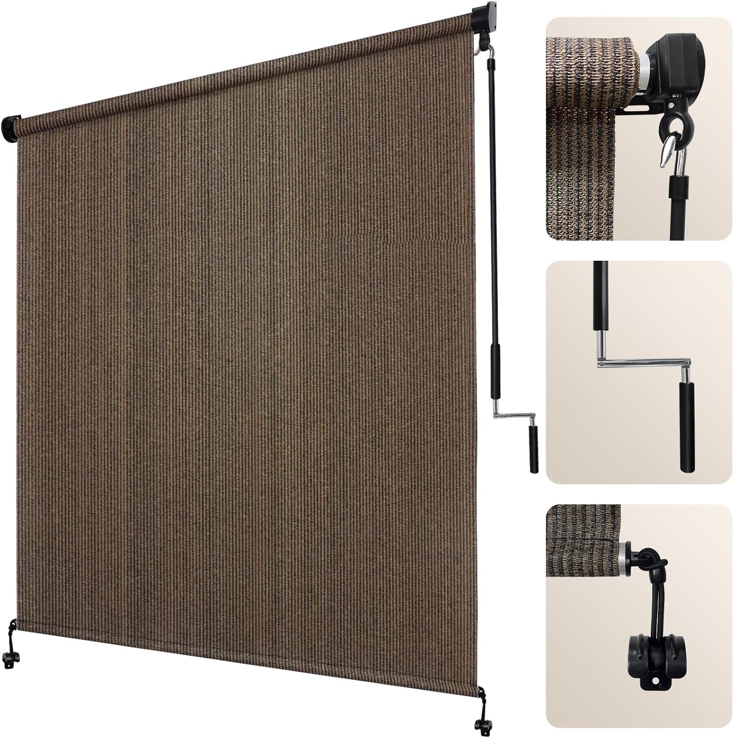 Outdoor Roller Shades with Splicing Design, 10′ W x 8′ H Exterior Cordless Patio