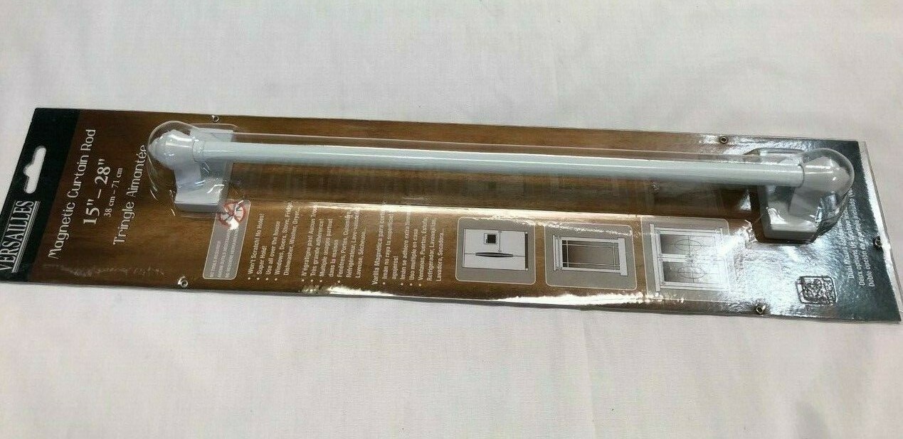 Versailles Home Fashions Super Hold Magnetic Curtain Rod 8025-56 White 15″-28″