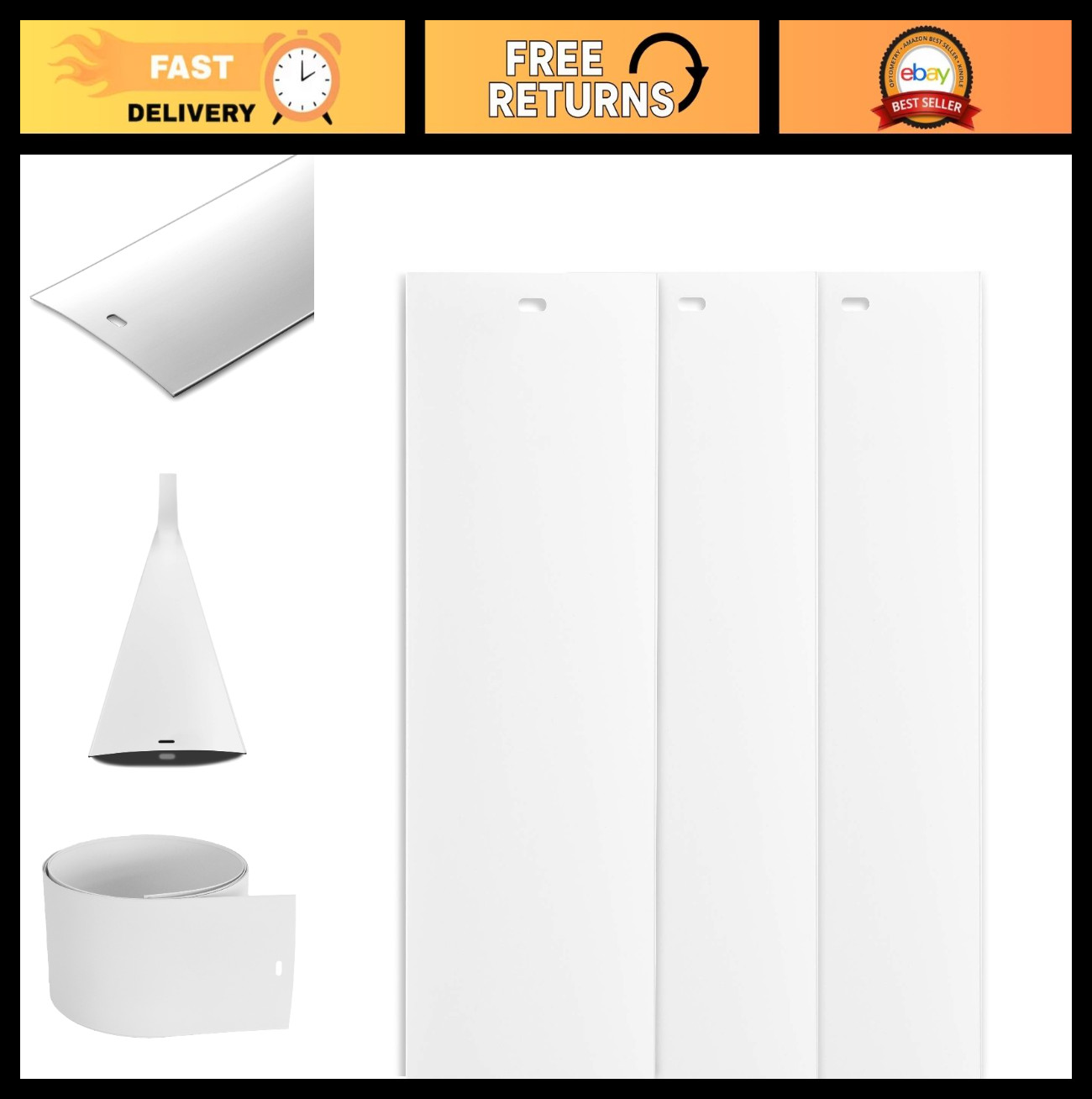 Vertical Replacement Blinds Slats for Sliding Door & Window – 82.5″ White (3 Pac