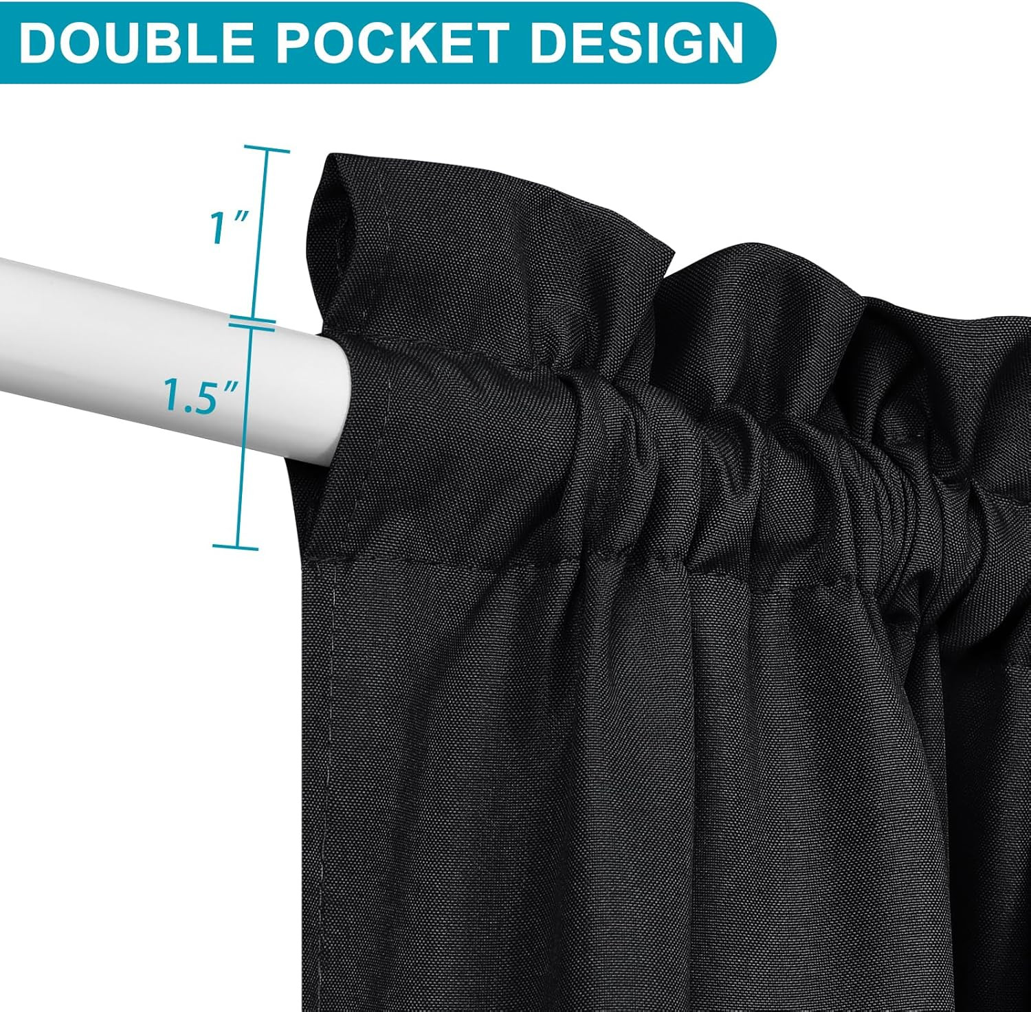 French Door Curtains for Small Window, Rod 52″W X 40″L (Pack of 1) Black