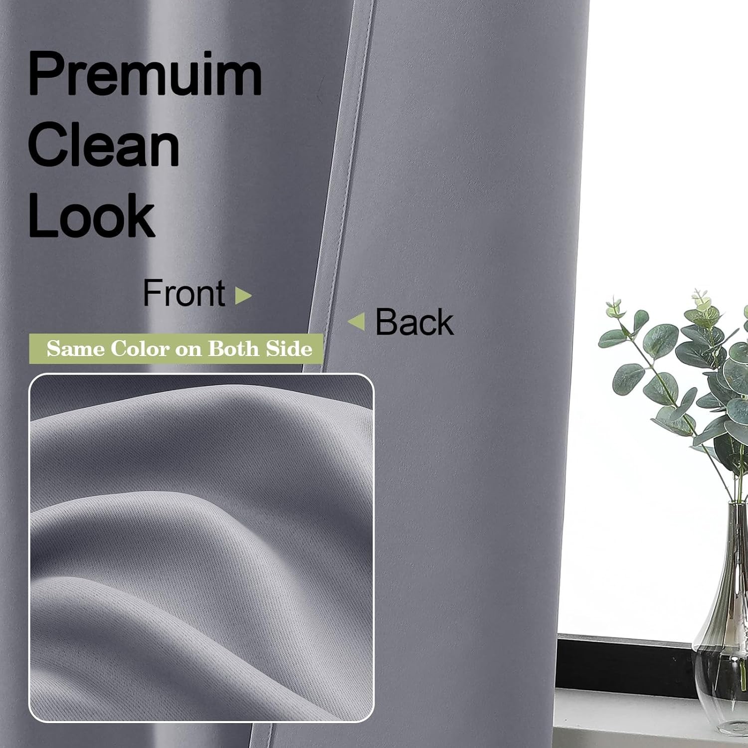 Blackout Curtains for Bedroom Living Room 72 Inch Length 2 Panels Set, Privacy T