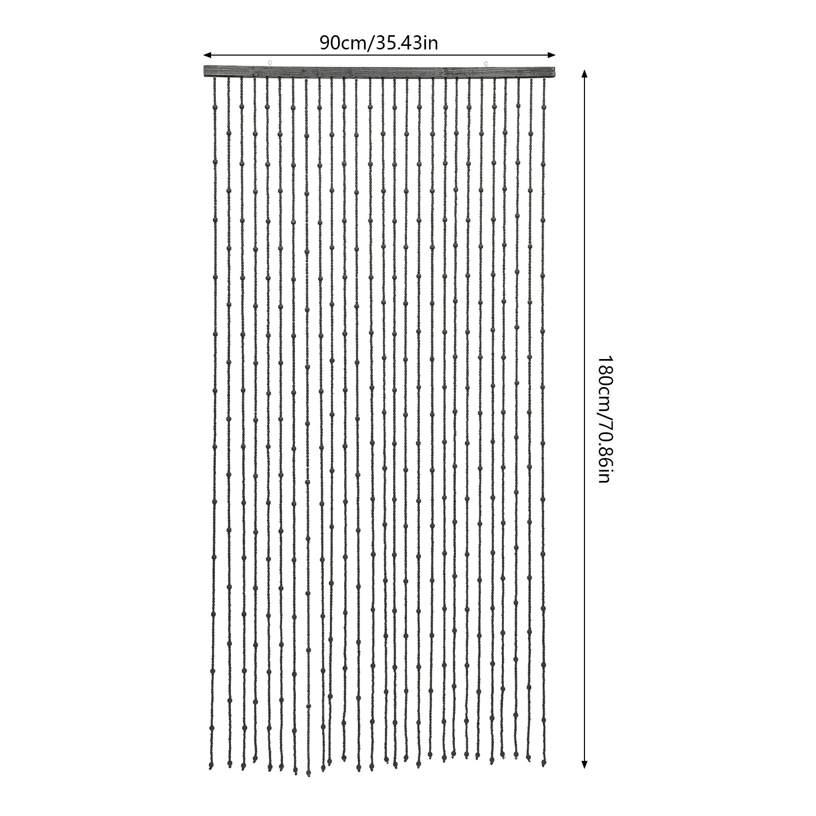 Natural Wood Black Door Curtain Beads, Front Door Decor Doorway Beads Curtains