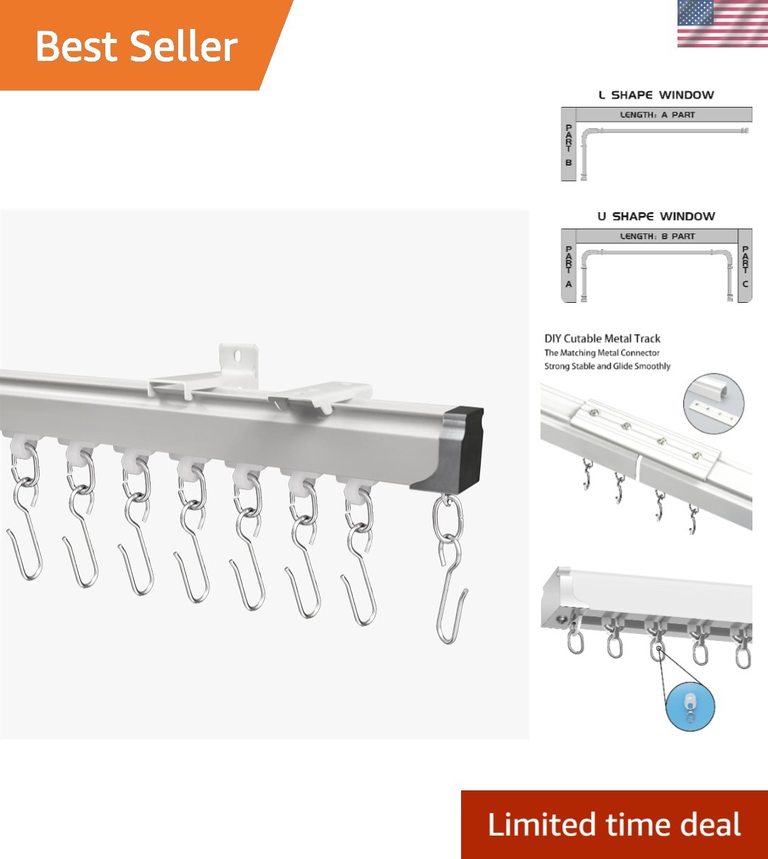 Elegant 6.6ft Aluminum Ceiling Curtain Track Set – Perfect Room Divider Solution
