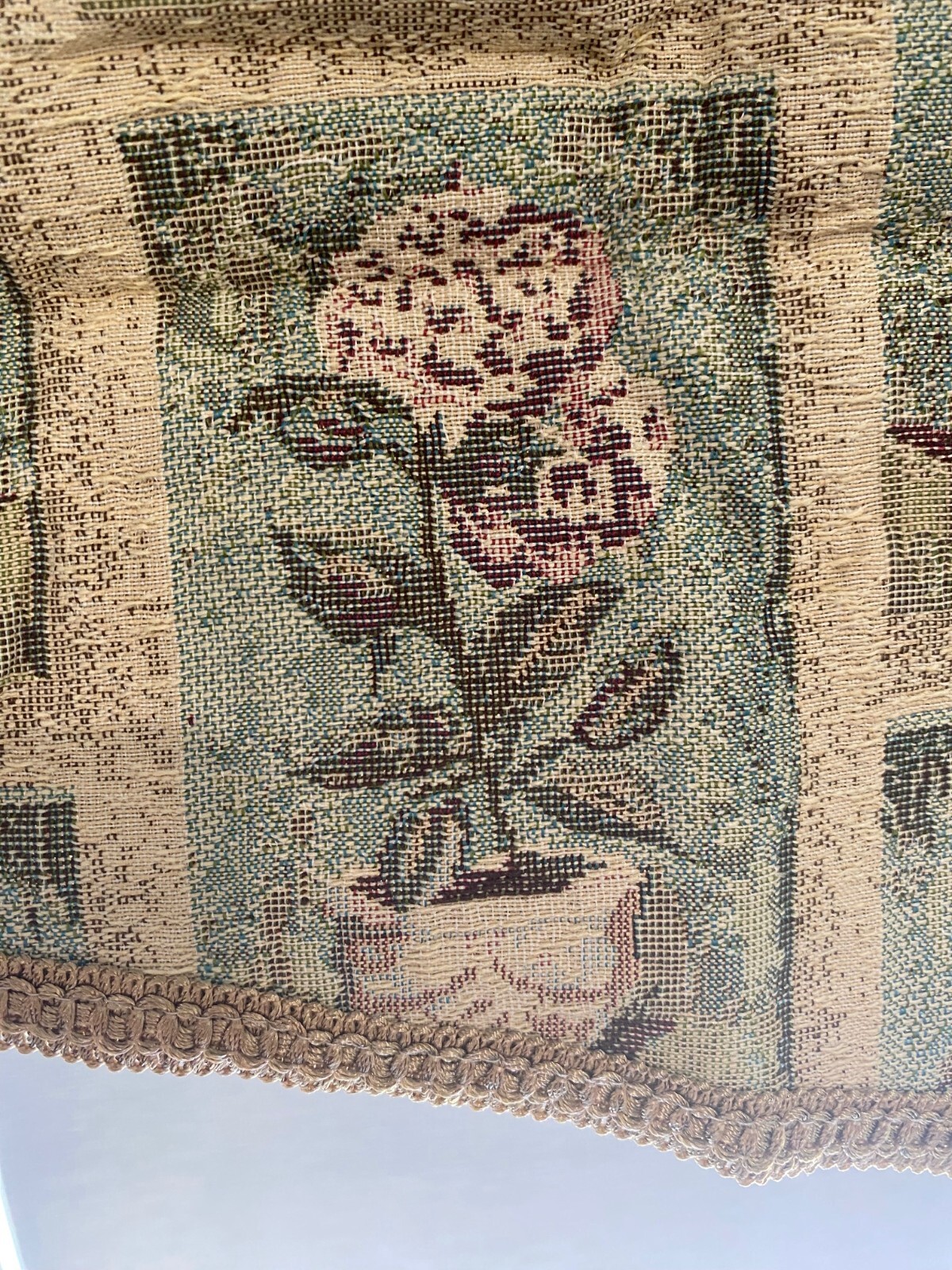 Floral Rod Pocket Tapestry Valance for Windows in Bedroom, Kitchen, Living Room
