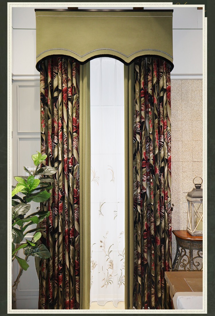 high-grade American jacquard cloth valance blackout curtain tulle drape C1950