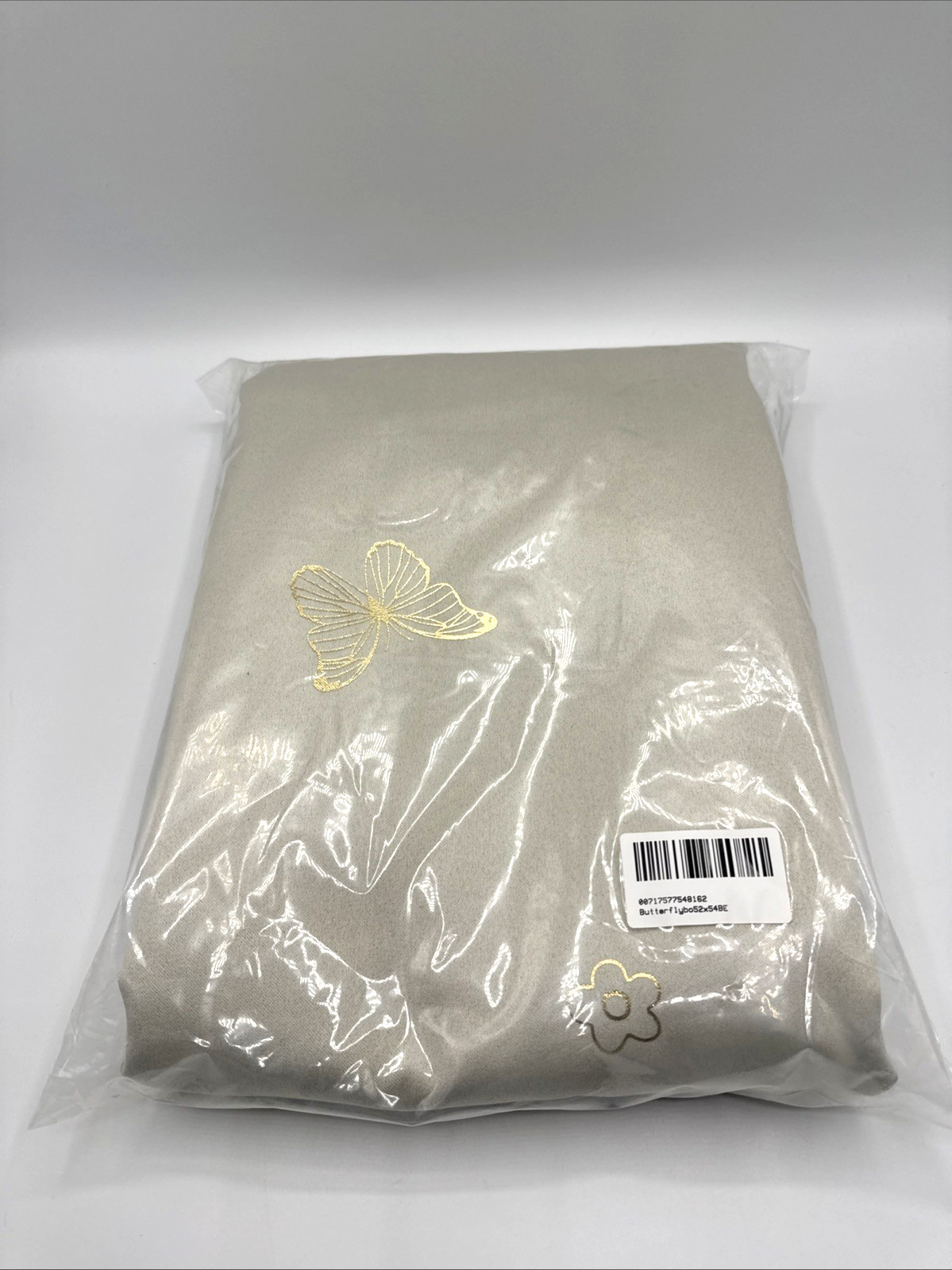 Butterfly Blackout Curtains 2 Panels 52”x54” Beige with Gold Metallic