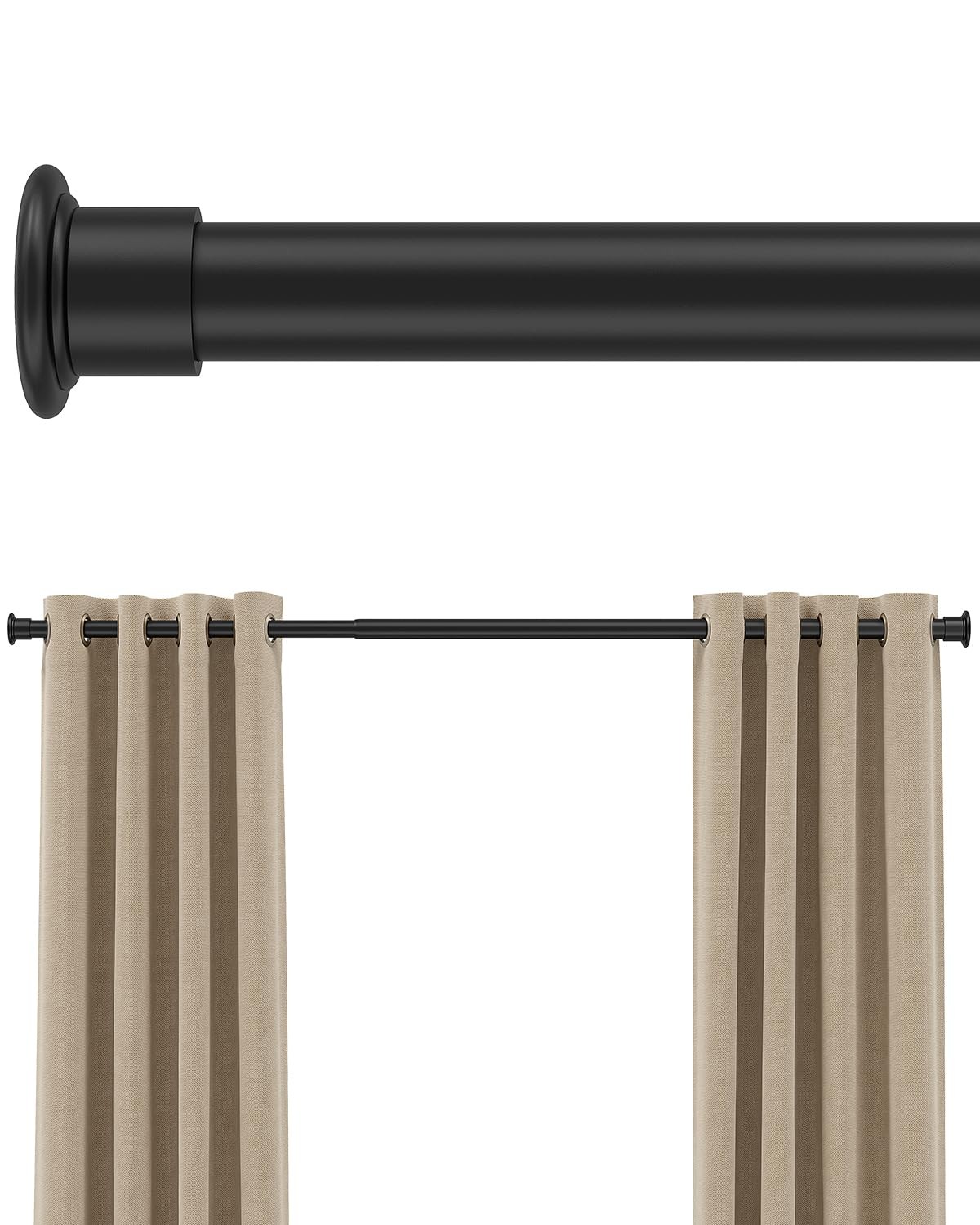 Tension Curtain Rod by EZFurni,42-123 Inches,Heavy Duty Tension Rods for Wind…