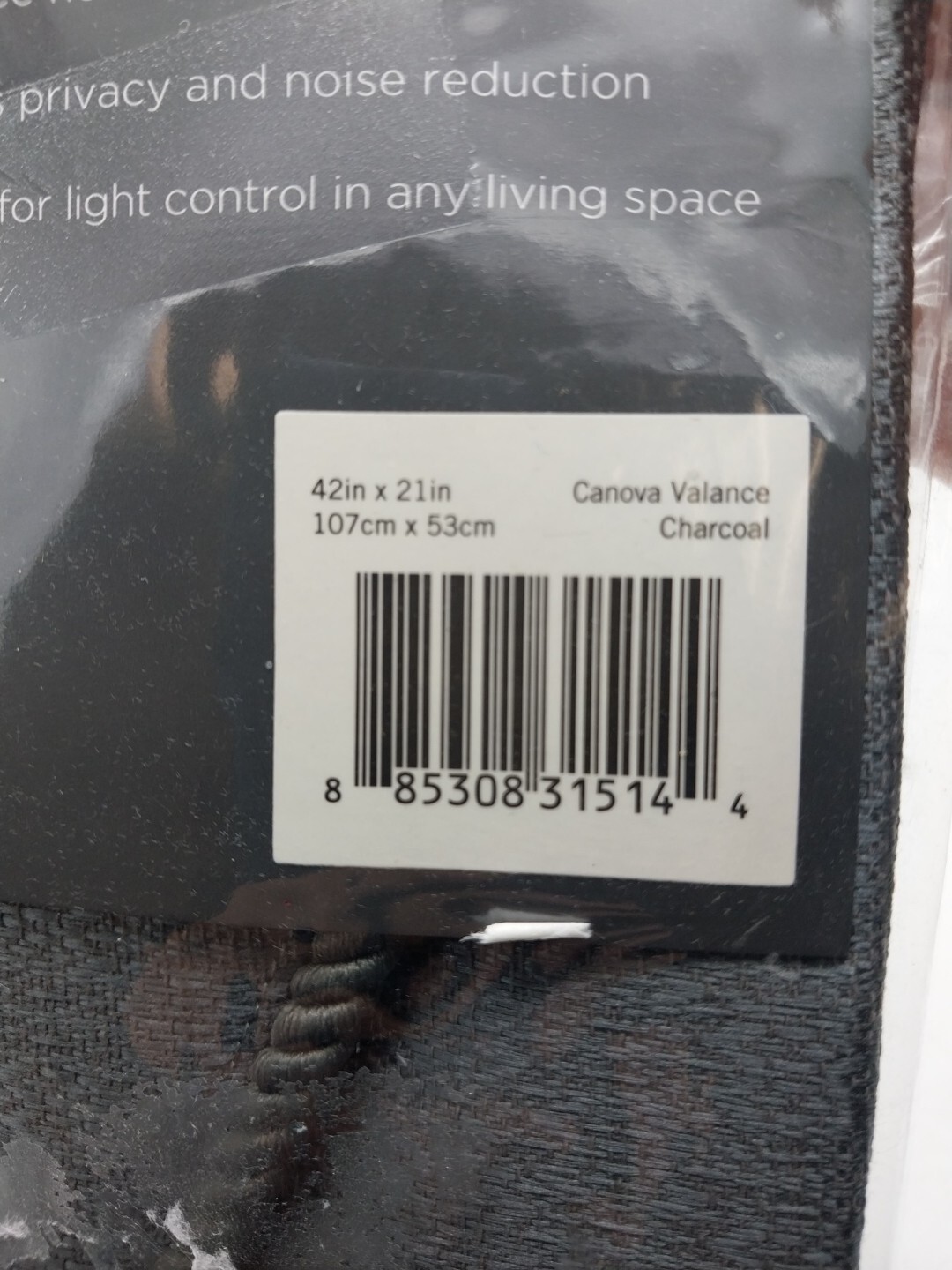 Eclipse One Rod Pocket Valance Canova Charcoal 42in x 21 in L