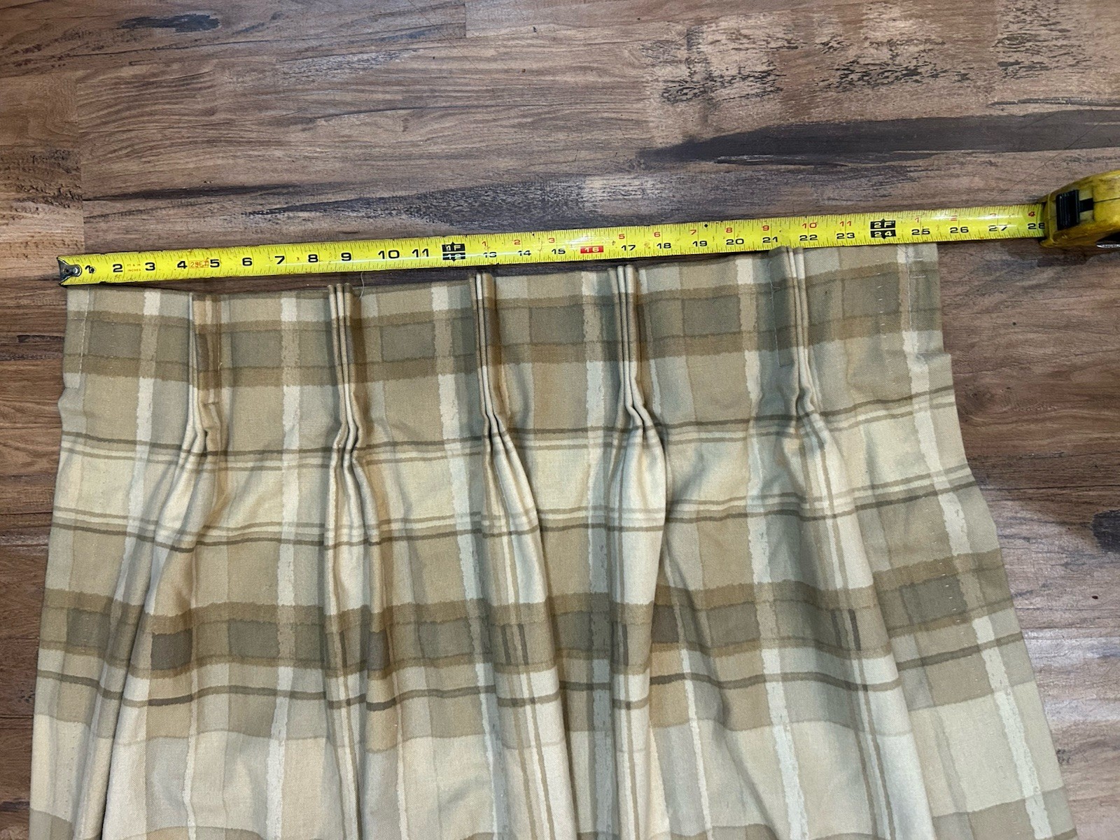 Cedrick Tan Beige Plaid Flannel Drapes 2 Panels 83×48 Jc Penney Euro Pinch Pleat