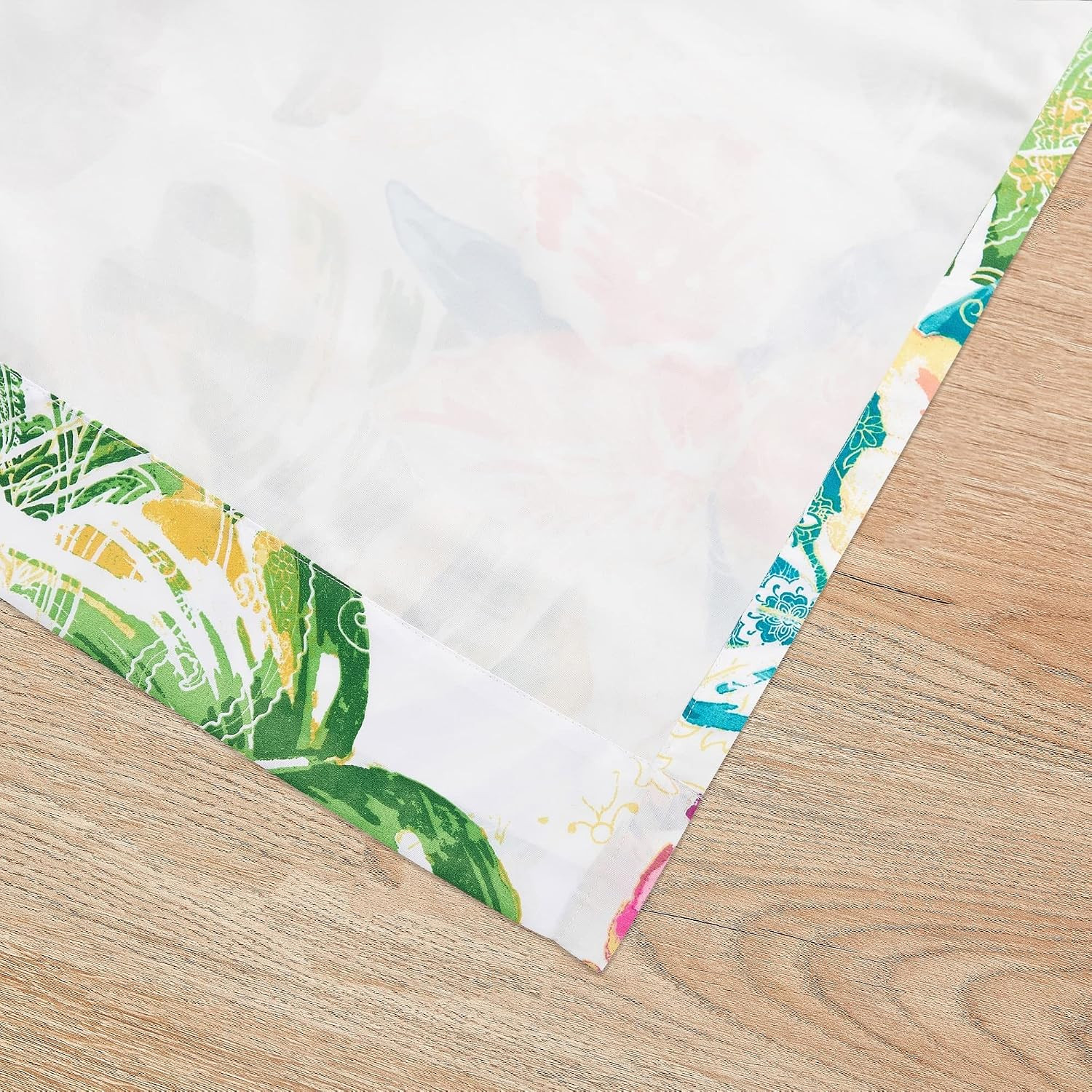 Tropical Curtain Panel Set 84 x 84 Inch Lined Window Drapes with Tie Backs Pair
