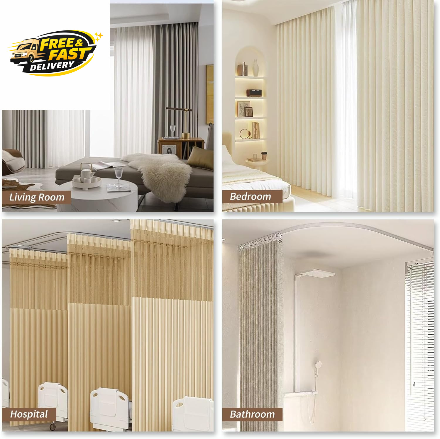 Flexible Bendable Ceiling Curtain Track, 9.8Ft (3M) Curved, PVC, Metal, Plastic