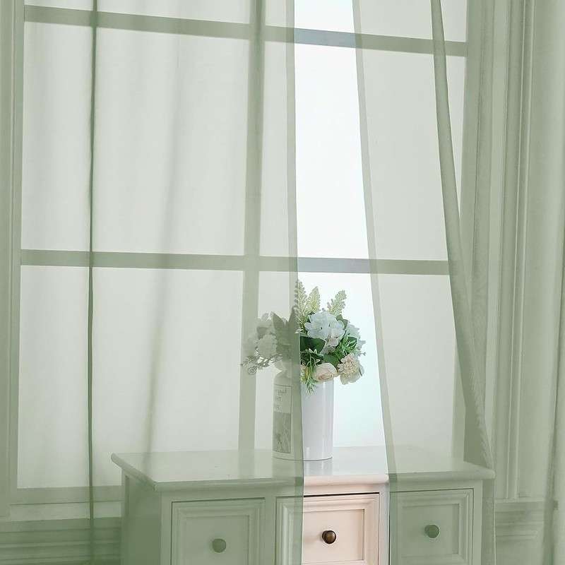 Sheer Voile Curtains Light Filtering Drapes Panels Easy Install Privacy Decor