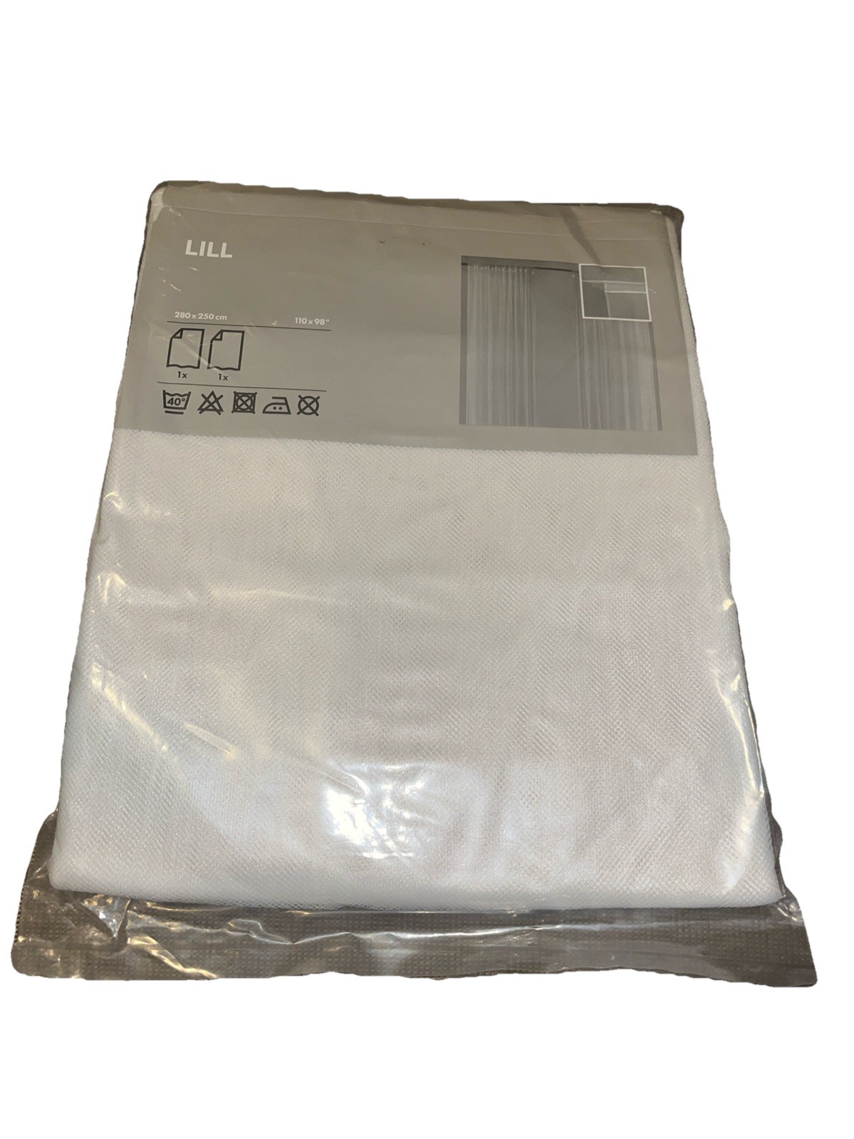 Ikea LILL Curtain Sheer 2 Panels 98″ X 110″, White New, 901.119.80, 12413, Poly