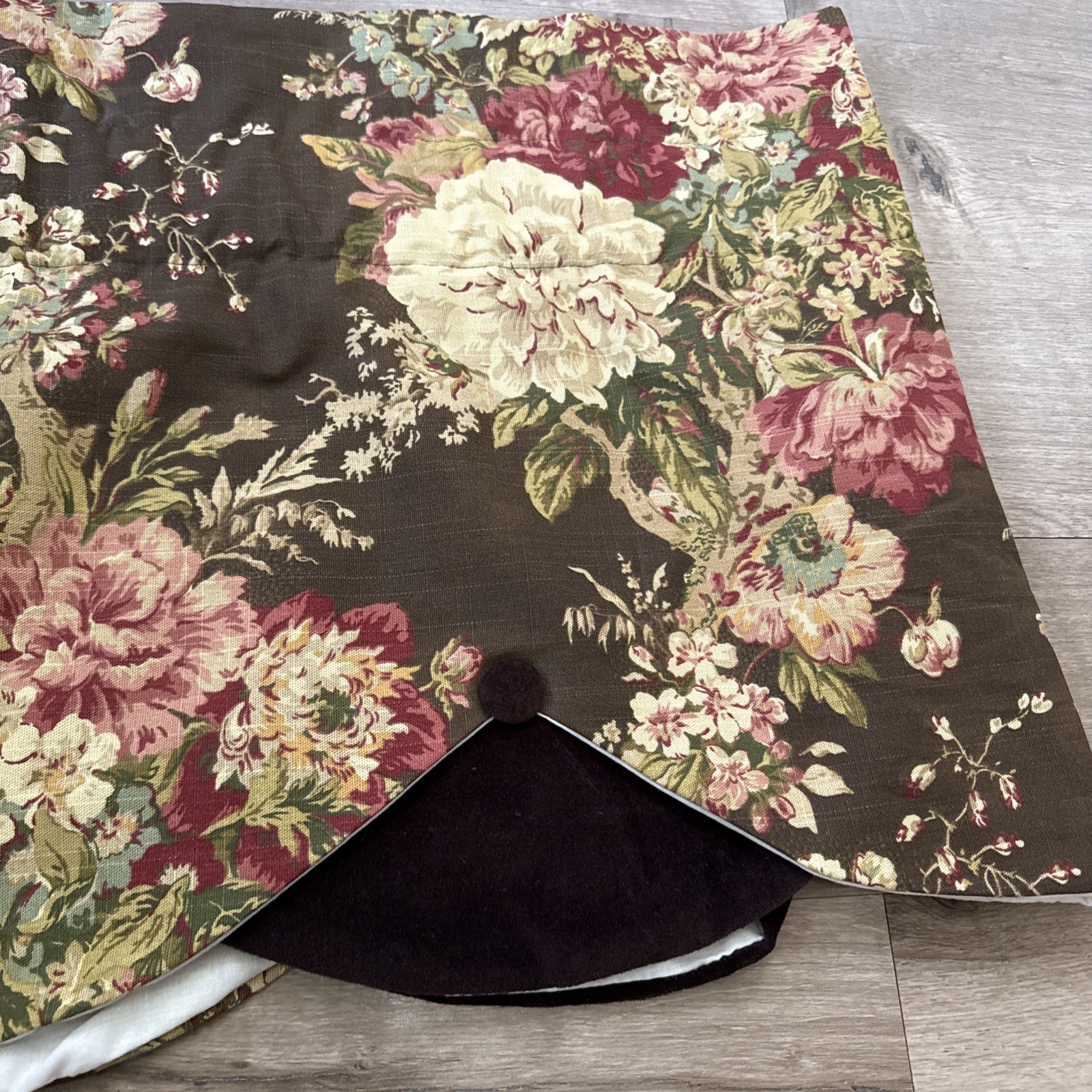 2 Custom Waverly Imperial Dress Antique Brown Valance 72″x17″ Floral Curtains