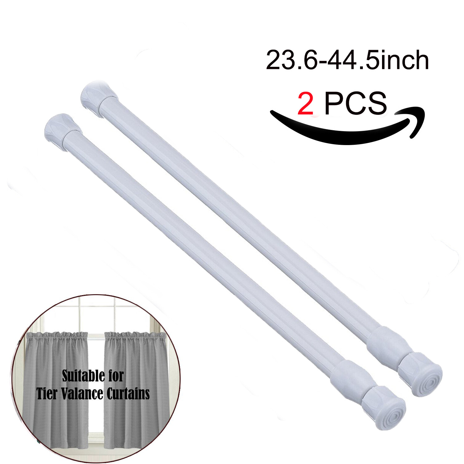 Heavy-Duty 15″-44″ Steel Tension Curtain Rod Spring Load Adjustable Curtain Pole