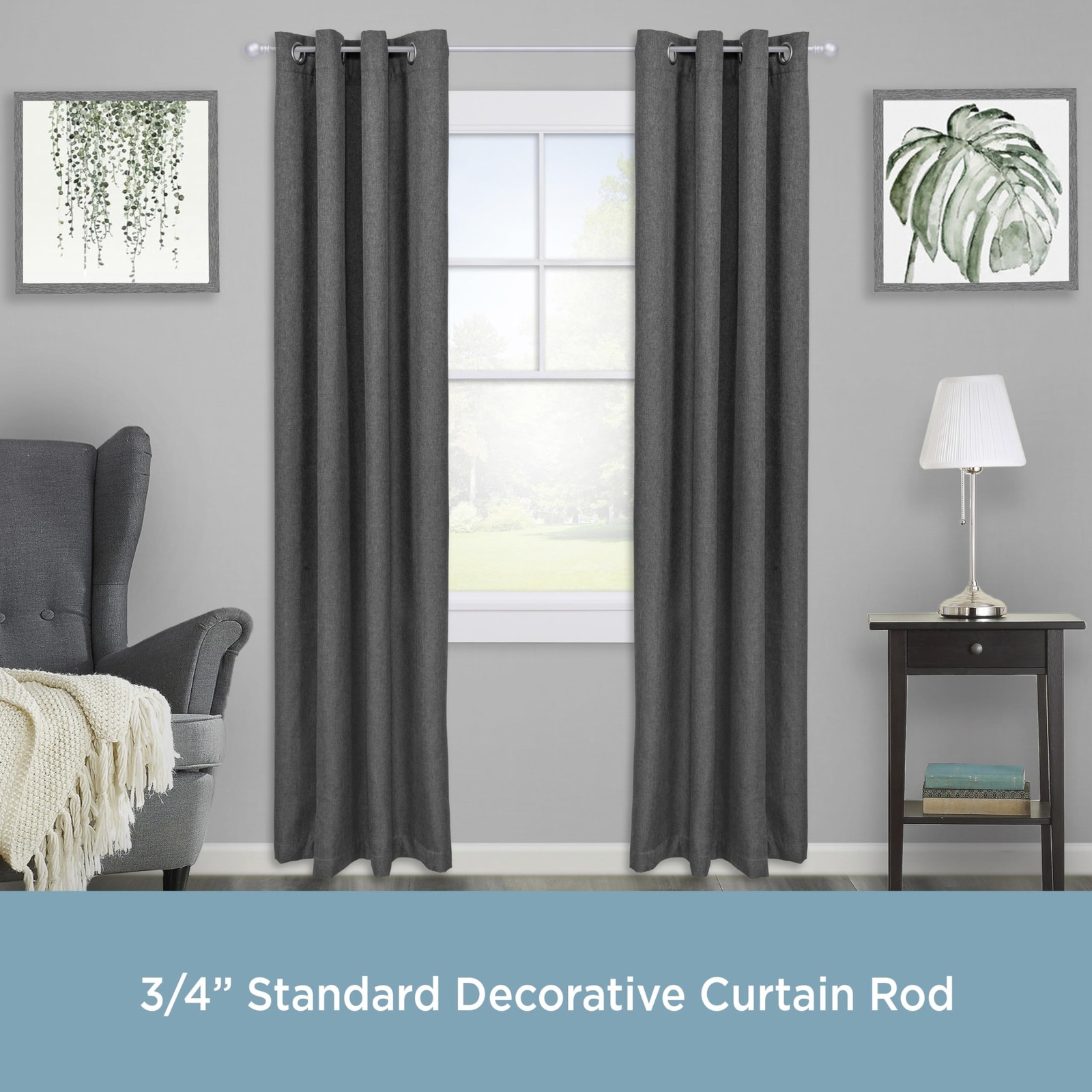 KNM80762 Bryce Ball End Standard Decorative Window Curtain Rod, 36-66″ Adjust…