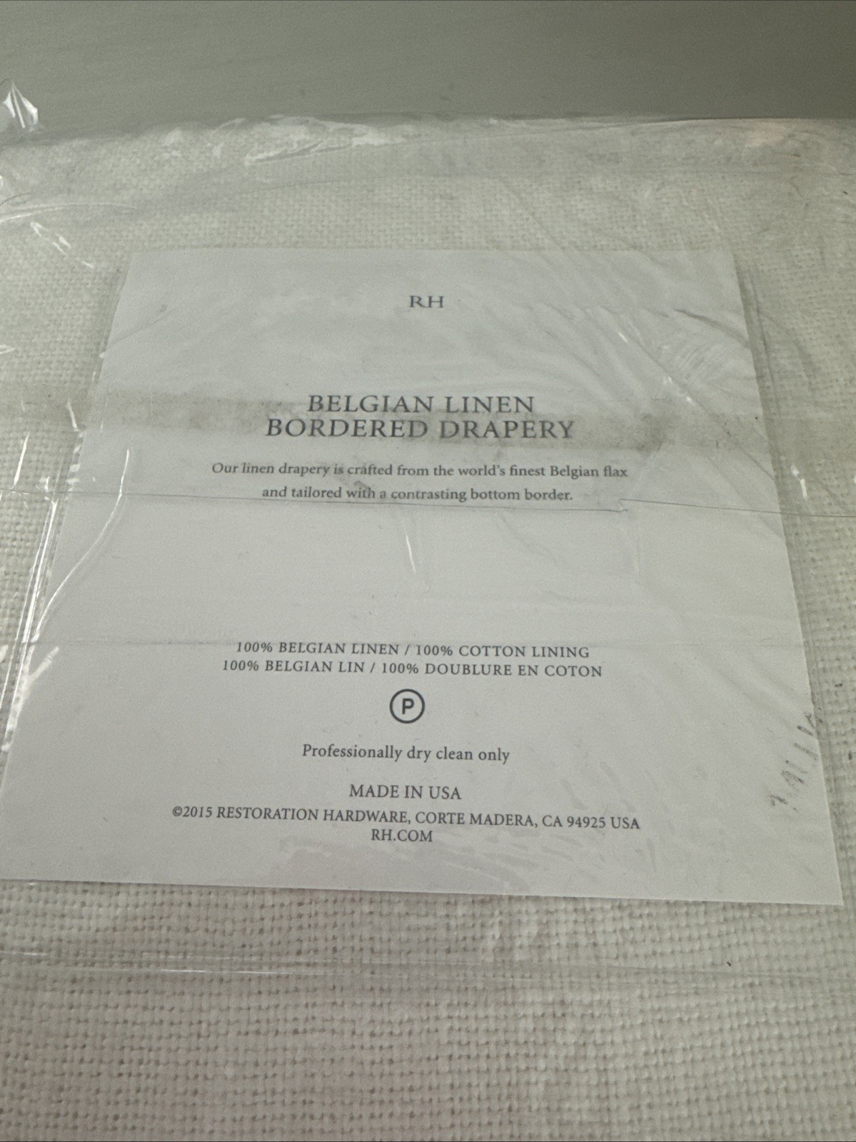 RH Restoration Hardware Heavy Weight Belgian Linen Bordered Panel 50×120