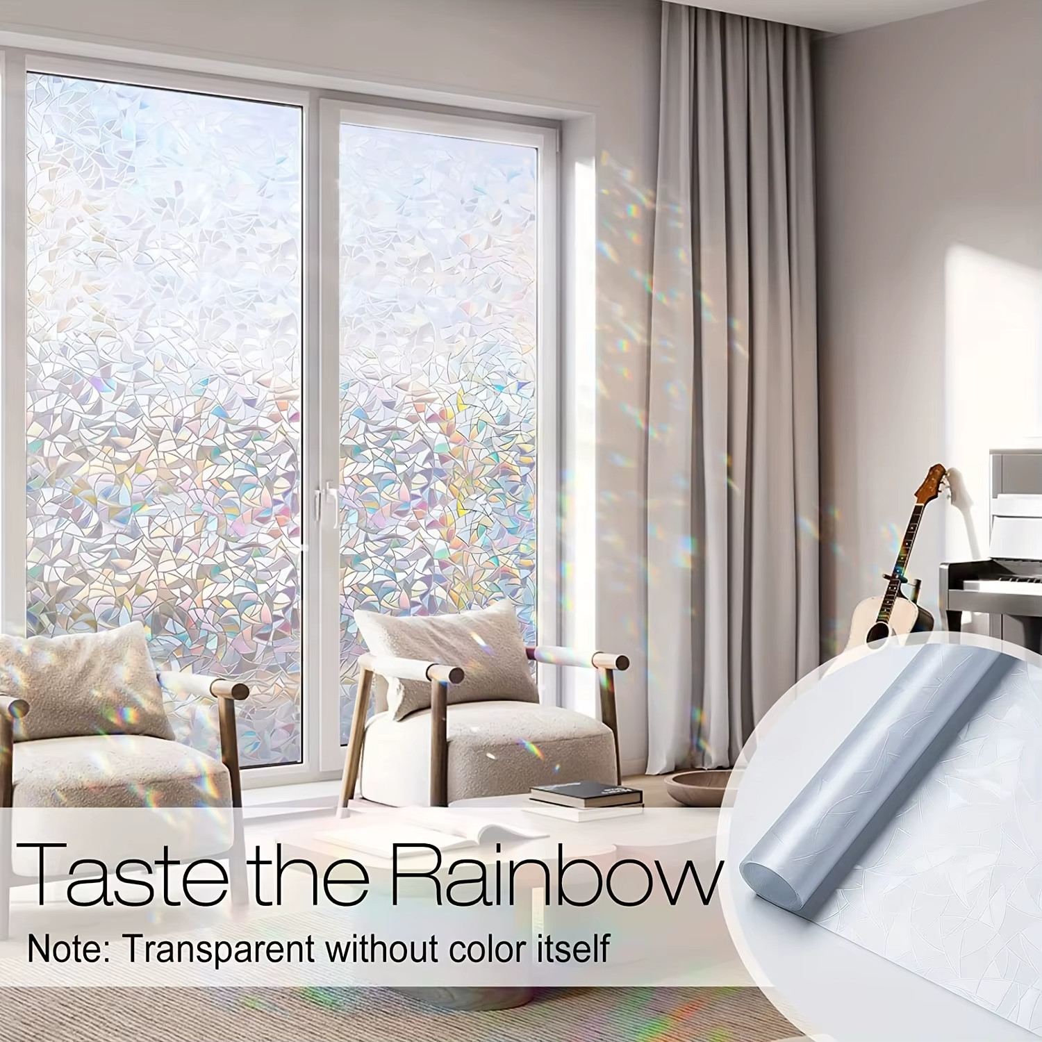 Decorative Frosted Privacy Window Film with Static Cling Stained Glass Effect