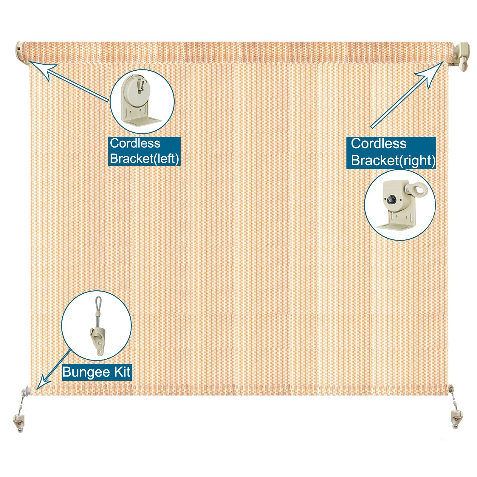 Lihopefe Universal Replacement Shade Bungee Kit for 1.9″W x 5″H, Beige