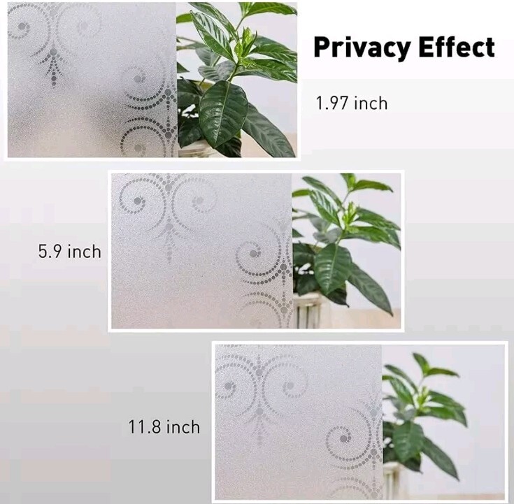 Decorative Window Film Static Frosted Privacy Film Glass Cling 23.6 X 78.7 Inchs