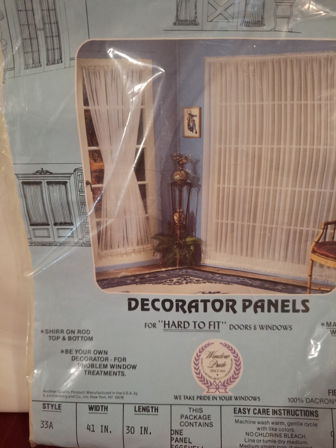 Window Pride Sheer Curtain Panel Eggshell Rod-Pocket 41″ x 30″