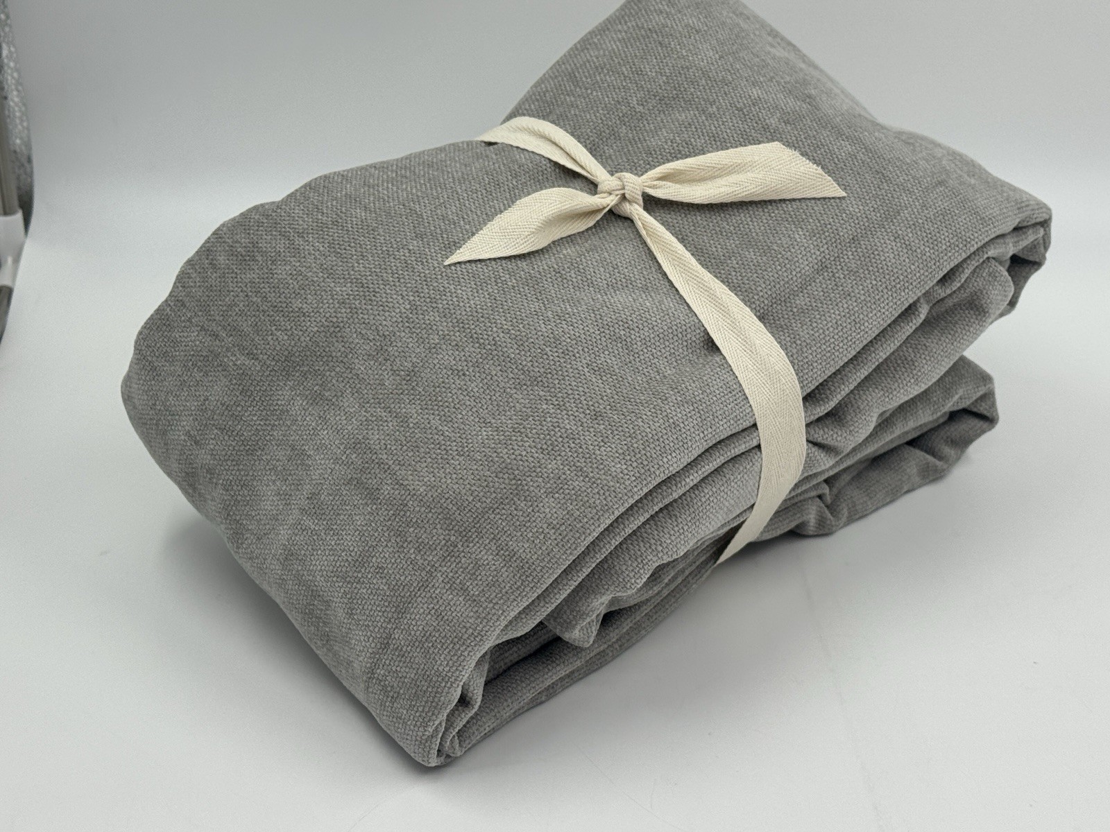 New WEST ELM Worn Velvet Curtain With Blackout Lining Platinum Gray, 48X84