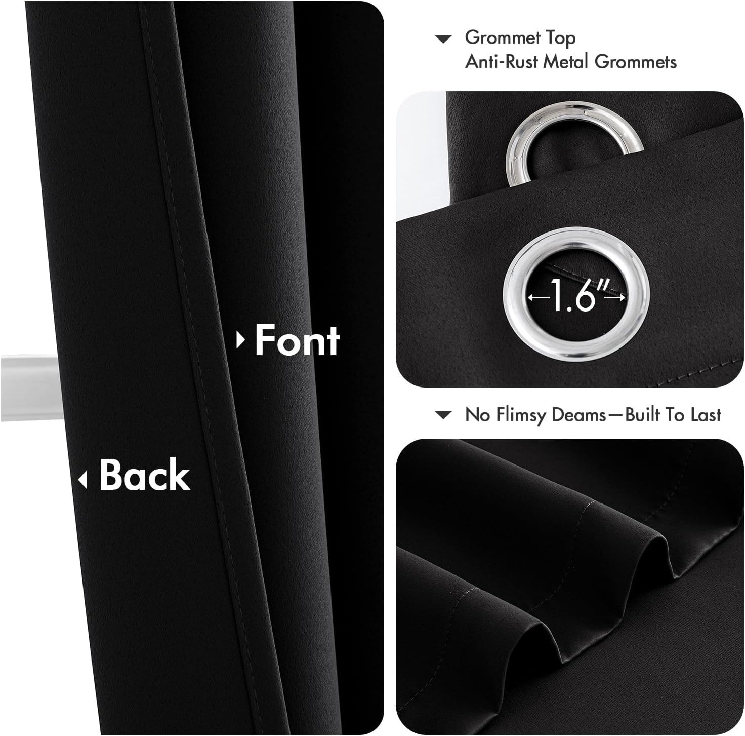 Blackout Curtains for Bedroom Living Room 2 Panels, Thermal Insulated Room Da…