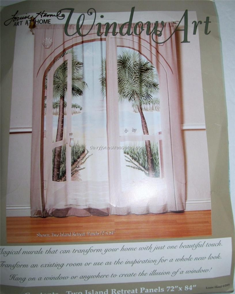 Designer Window Art Mural 2 Panels 66×84 ISLAND RETREAT Palm Trees NIP Multi Use