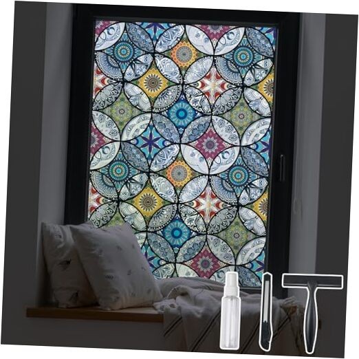 Frosted Window Film with Installation Tools 35.4″ x 78.7″ (with tools) Blue