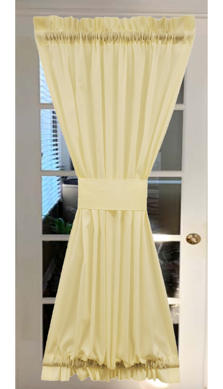 Semi-Sheer Light Filtering Door Panel with Tieback Many Lengths 26”, 36”, 40”