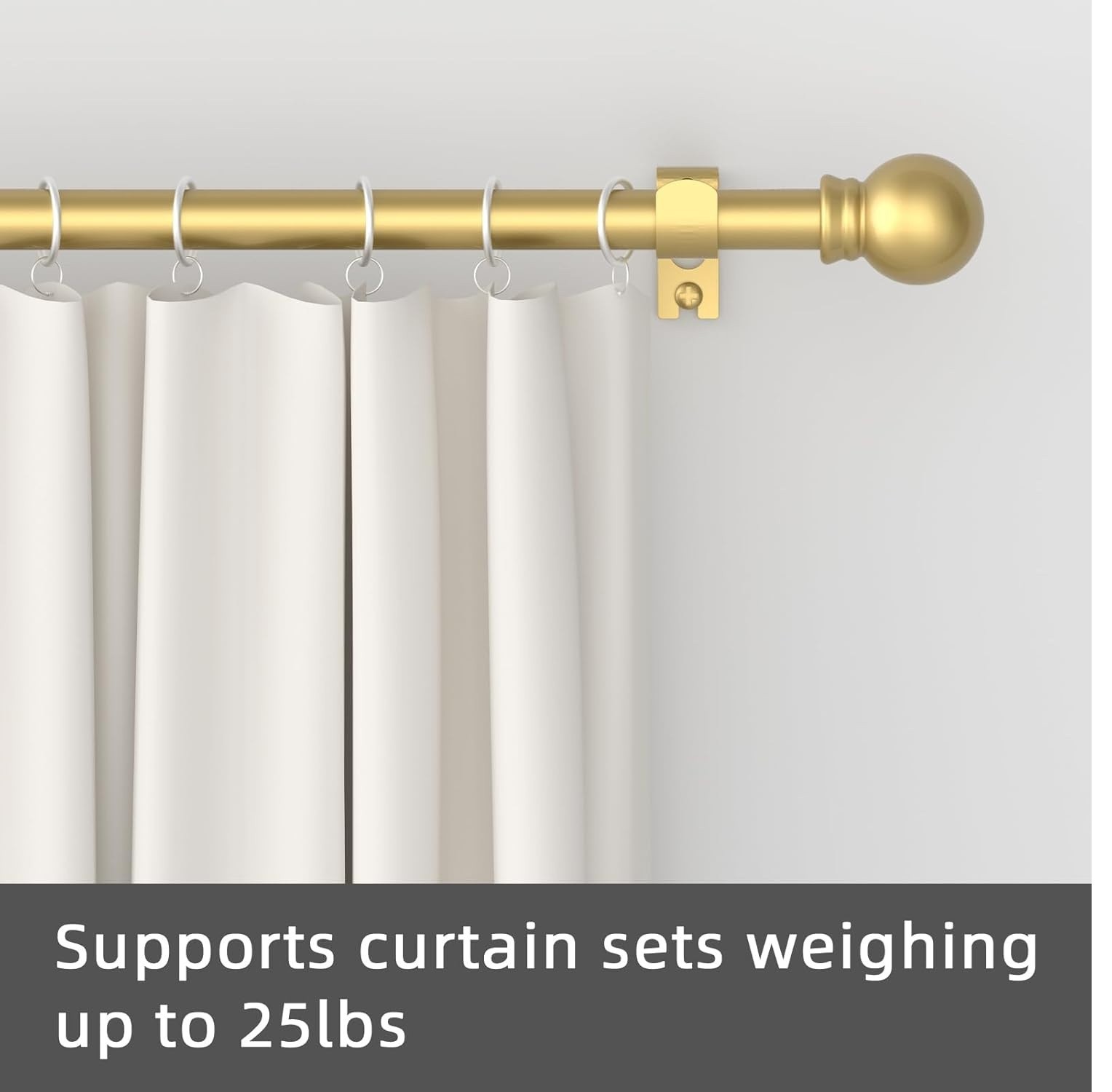 Curtain Rods for windows 32-48 inch, 5/8 inch Decorative Gold Splicing HeavyDuty
