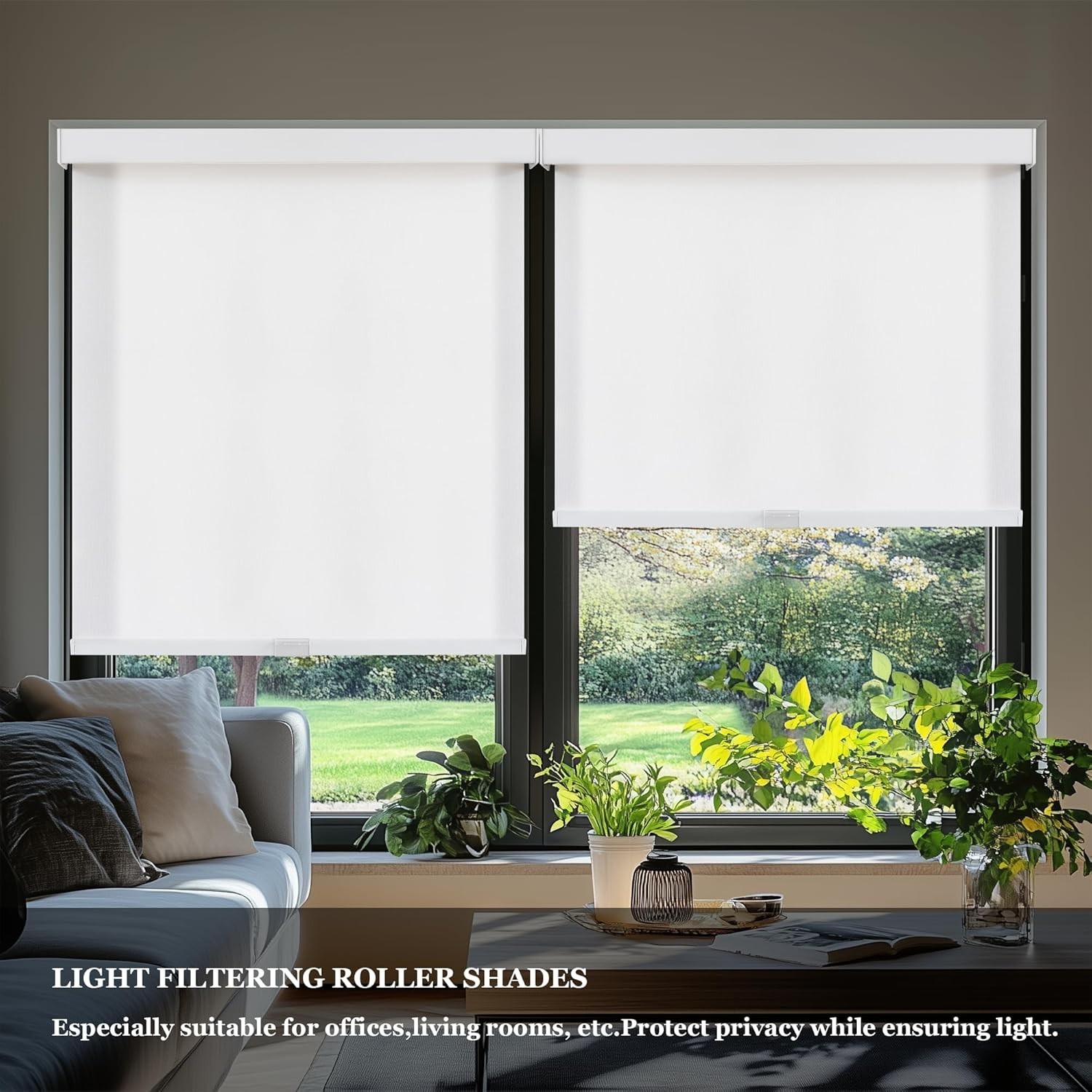 Light Filtering Roller Shades Cordless Blackout Blinds UV Insulated Window Co…