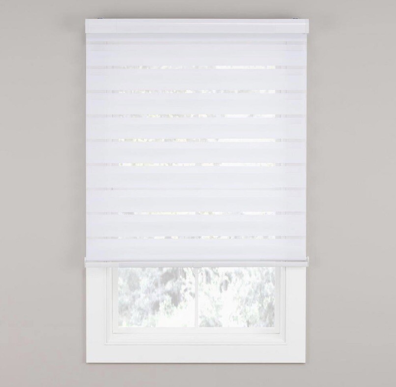 Cut-to-Size White Cordless Light Filtering Semi Sheer Roller Shades 27in x 72in