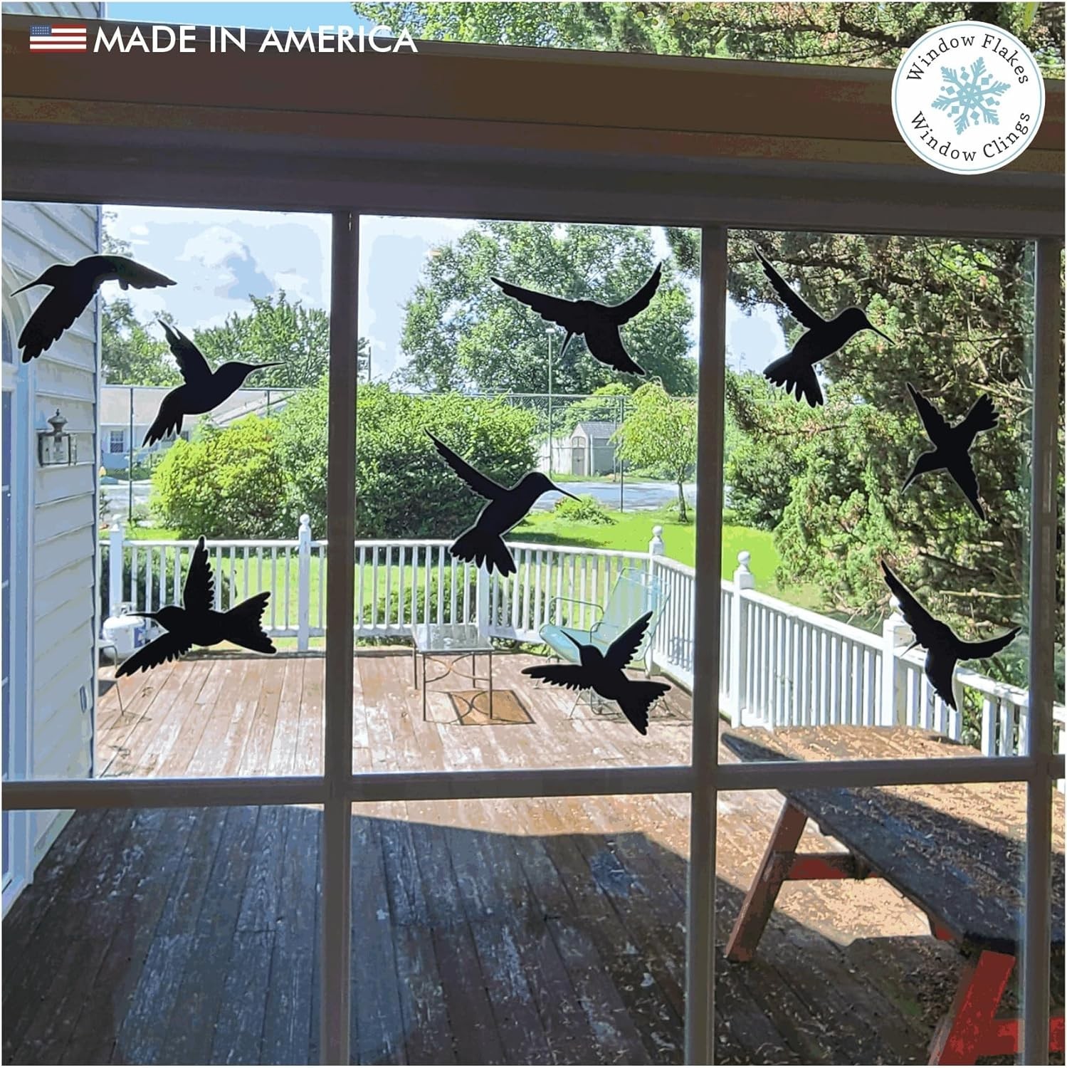 9-Pack Black Silhouette Hummingbird Window Clings for Glass Safety on Windows…