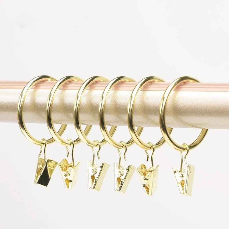 20PCS Curtain Rings with Clips Metal Drapery Hooks for 1in Curtain Rods