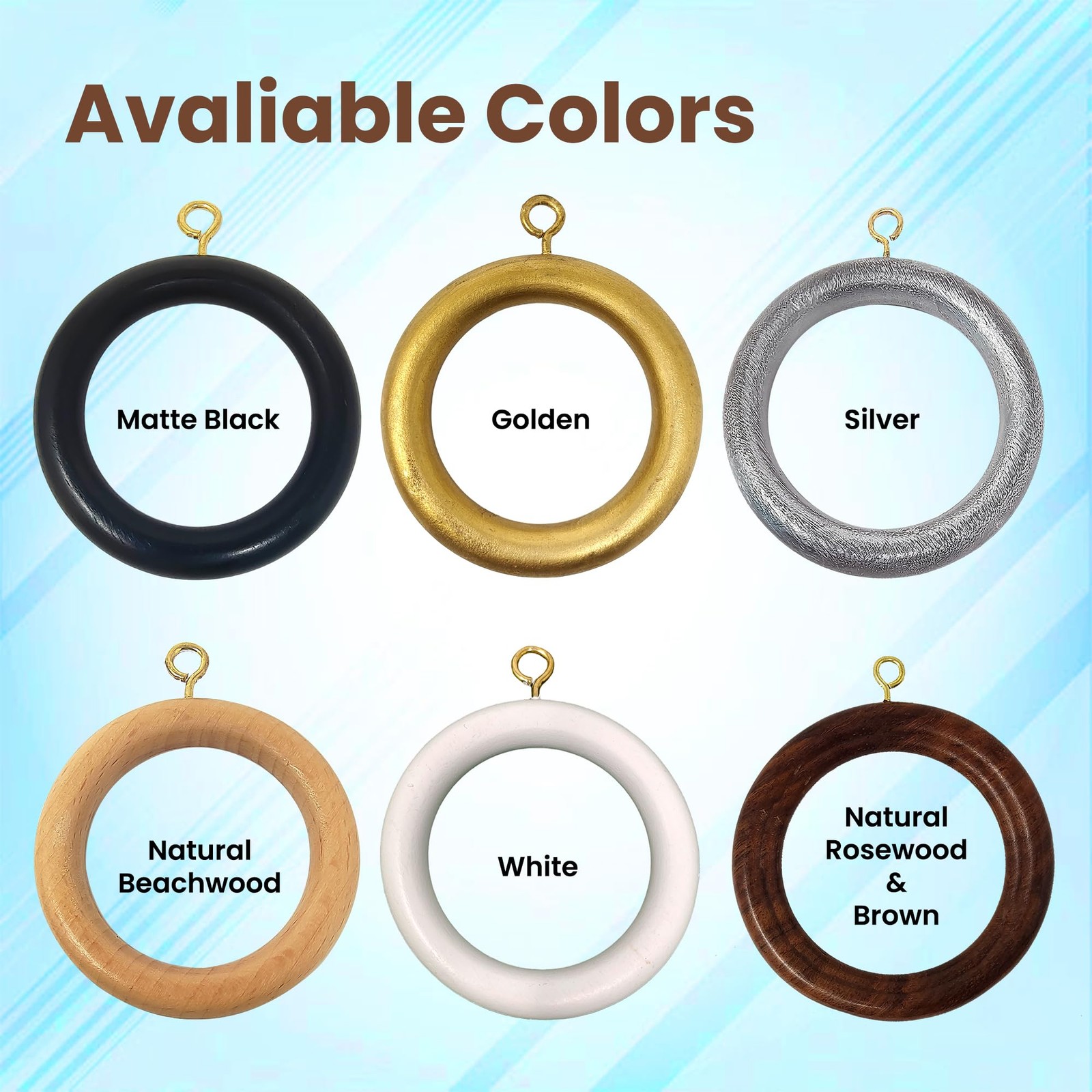 Premium 12 Pcs 12 Pcs Wooden Curtain Drapery Rings, Pure White for 0.5 to 1.2…