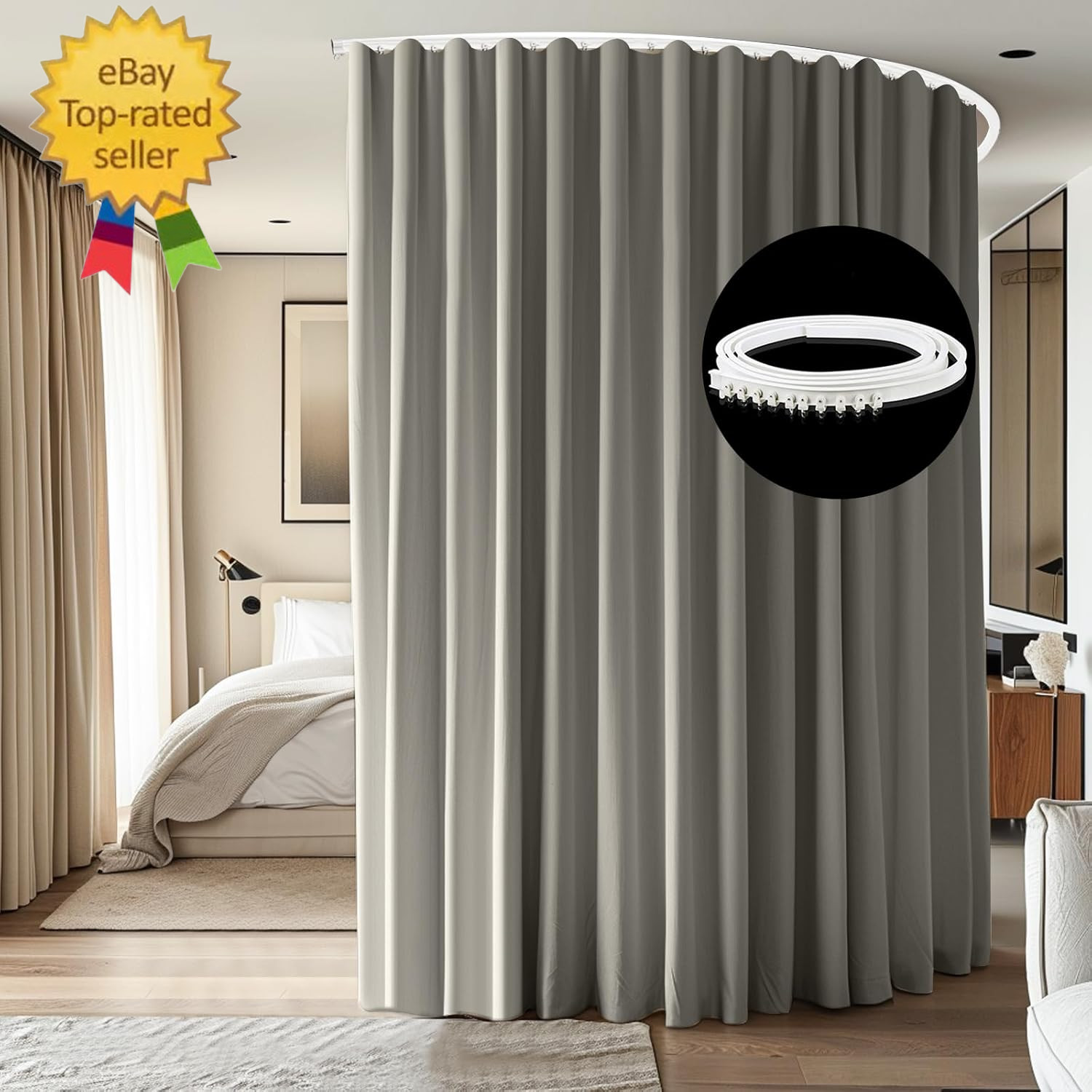 Room Divider Ceiling Mounted Curtains Track Sets Extra Wide Blackout Curtain Fle