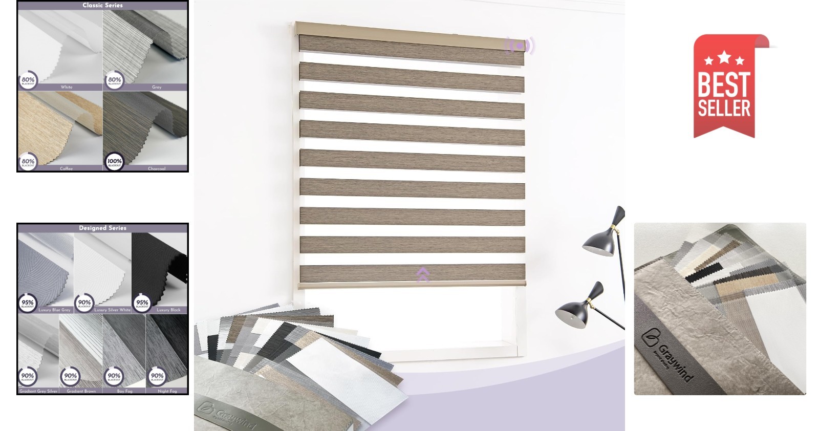 Luxurious Zebra Blinds Sample Collection – 100% Blackout Cordless Window Shades