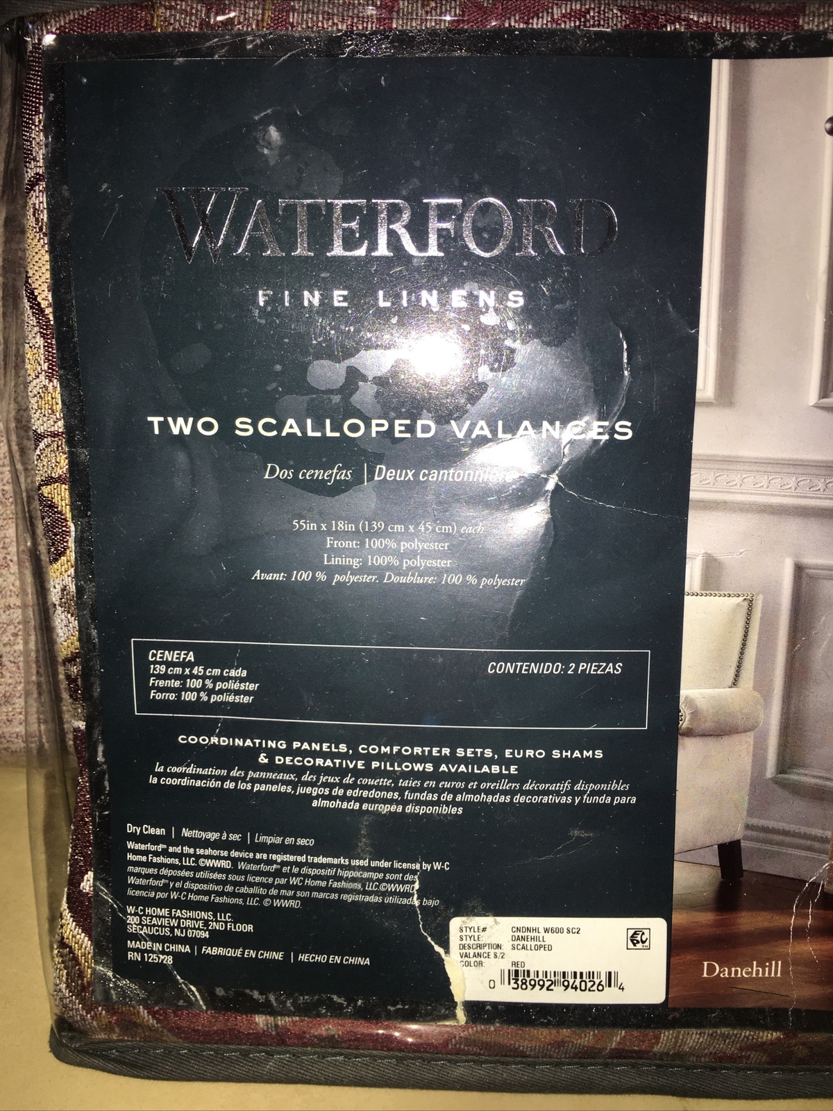WATERFORD DANEHILL WINDOW DRESSING 5pc DRAPES VALANCE RED NIP BEAUTIFUL