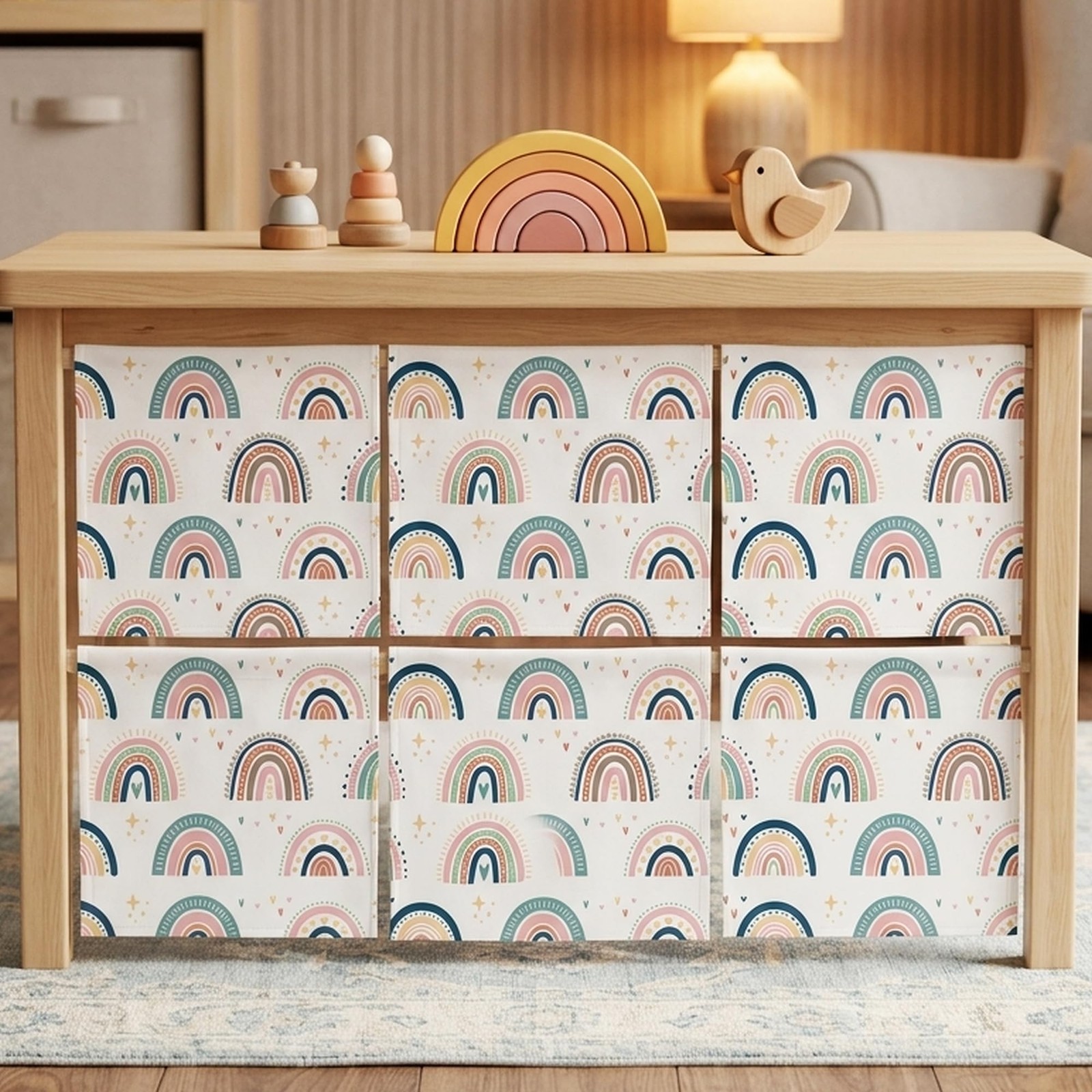 Washable Classroom Cabinet Curtains Set – 6Pcs 24 x 24.6 Inch Rainbow Hook & …