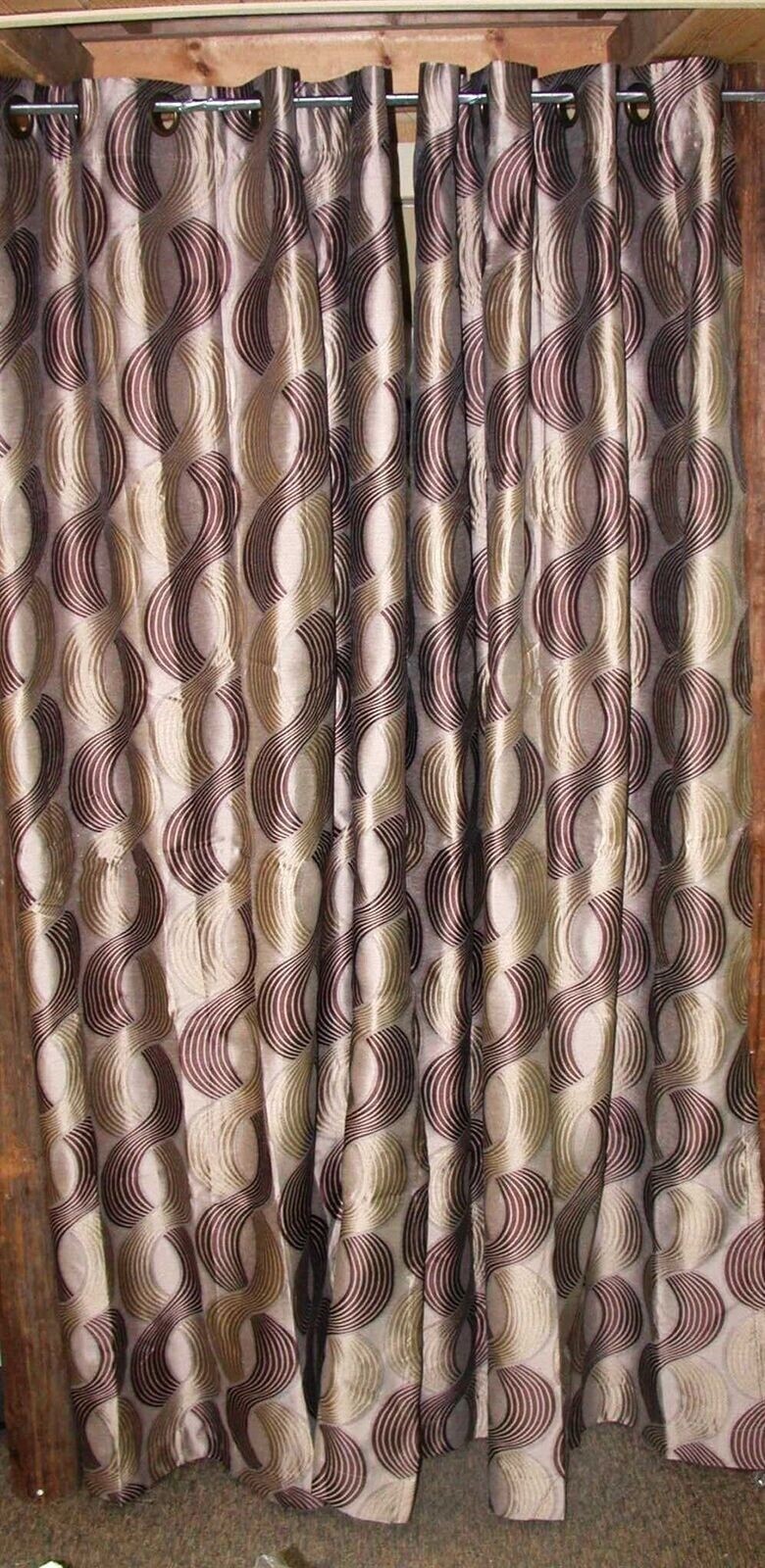 2 Panels Royal Tradn Savanna Jacquard Drapes 52W x 85L Ea Panel ~ Gold Brown NEW