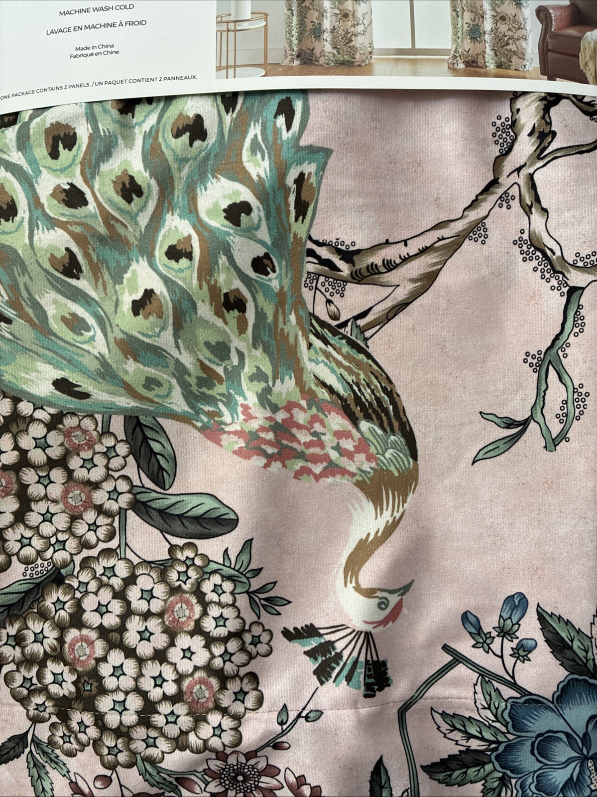 New Callisto Home Two Rod Pocket Panels 2 x 38″ x 84″ Peacock Birds Curtains