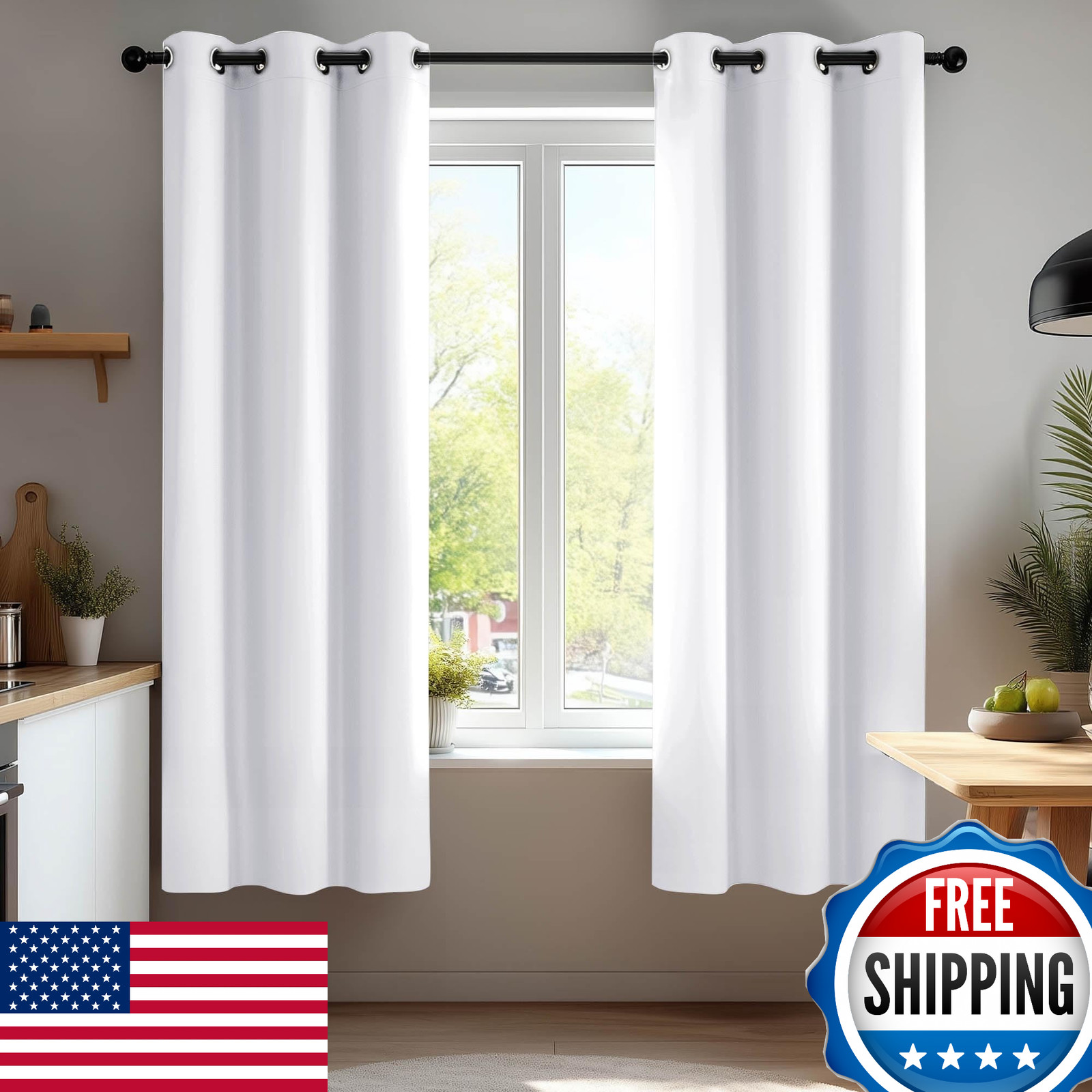 Deconovo Blackout Curtains 2 Panels 38″W x 72″L Thermal Insulated Noise Reducing