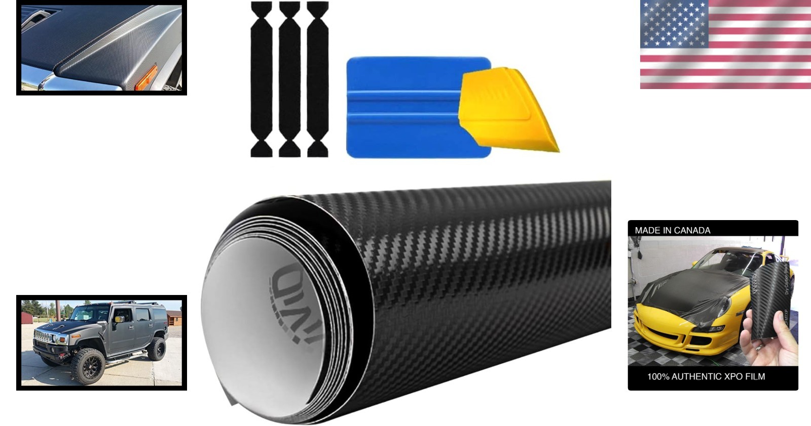 Vvivid Black Carbon Fiber Automotive Vinyl Wrap Film W/ 3M Toolkit (1Ft X 5Ft)