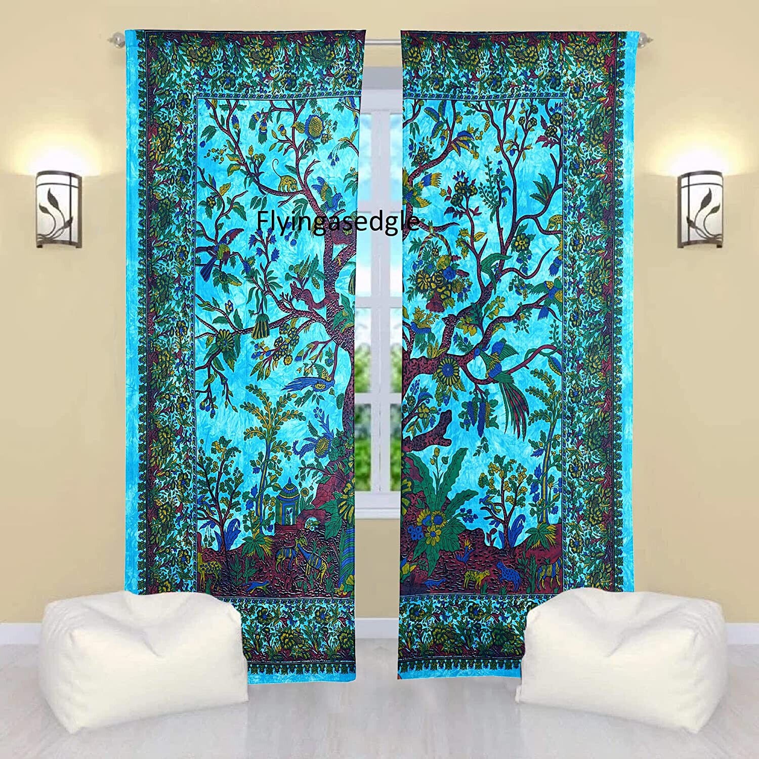 Indian Mandala Curtains Hippie Wall Drapes Bohemian Door Window Room Decor