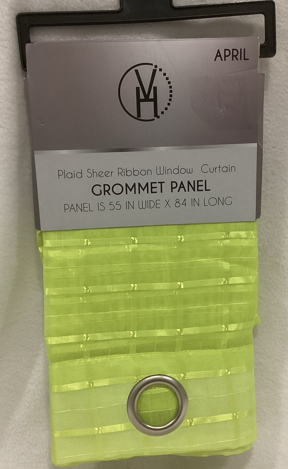 Lime Green Sheer Solid Checkered Grommet Window (1) Panel 55 Wide x 84 Long NEW!